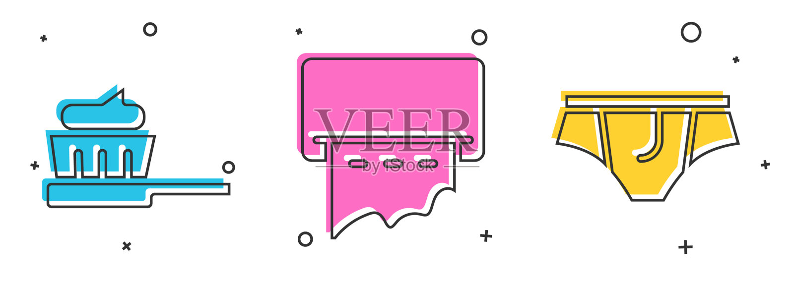 把牙刷和牙膏纸巾放在一起图标素材