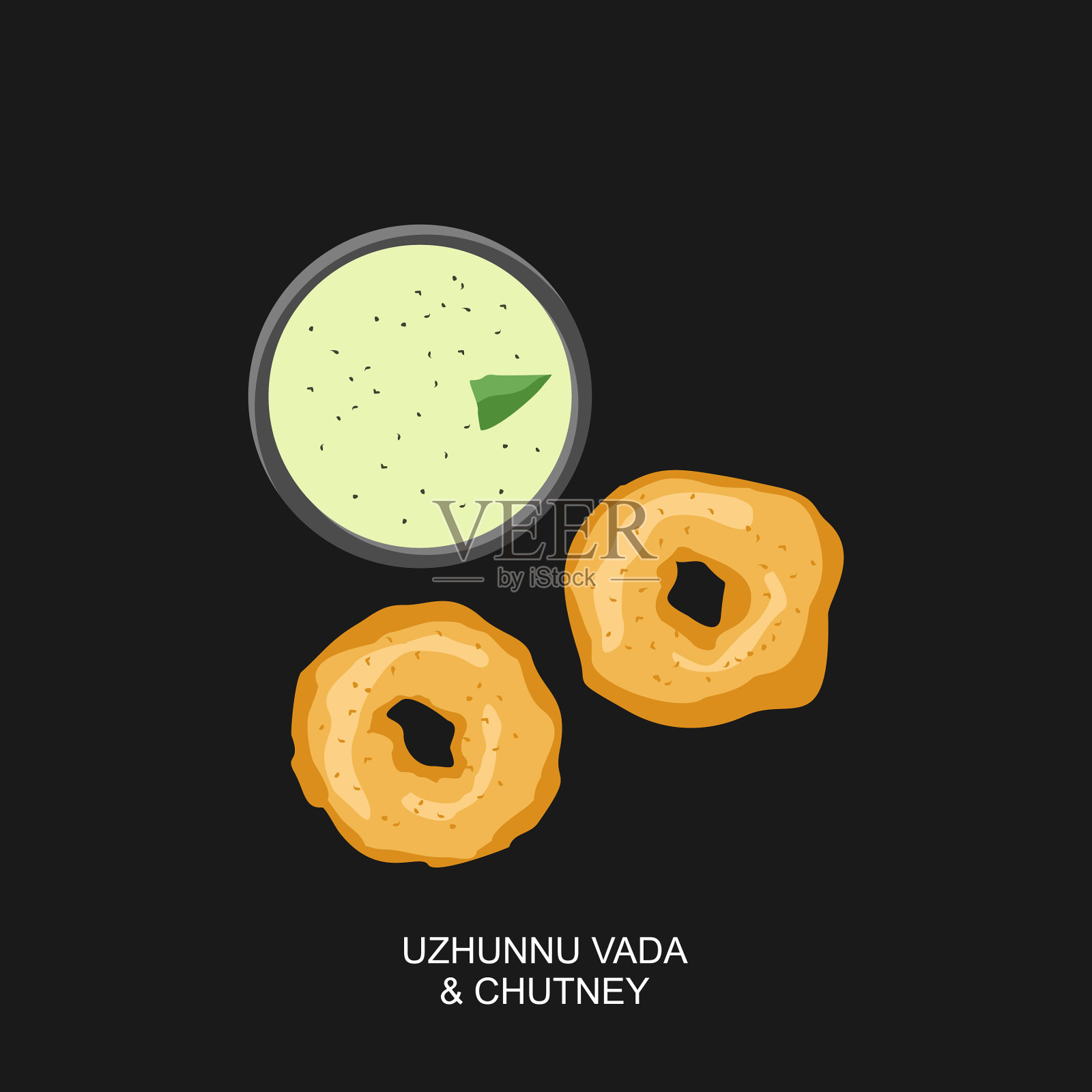 南印度零食瓦达和酸辣酱插画图片素材