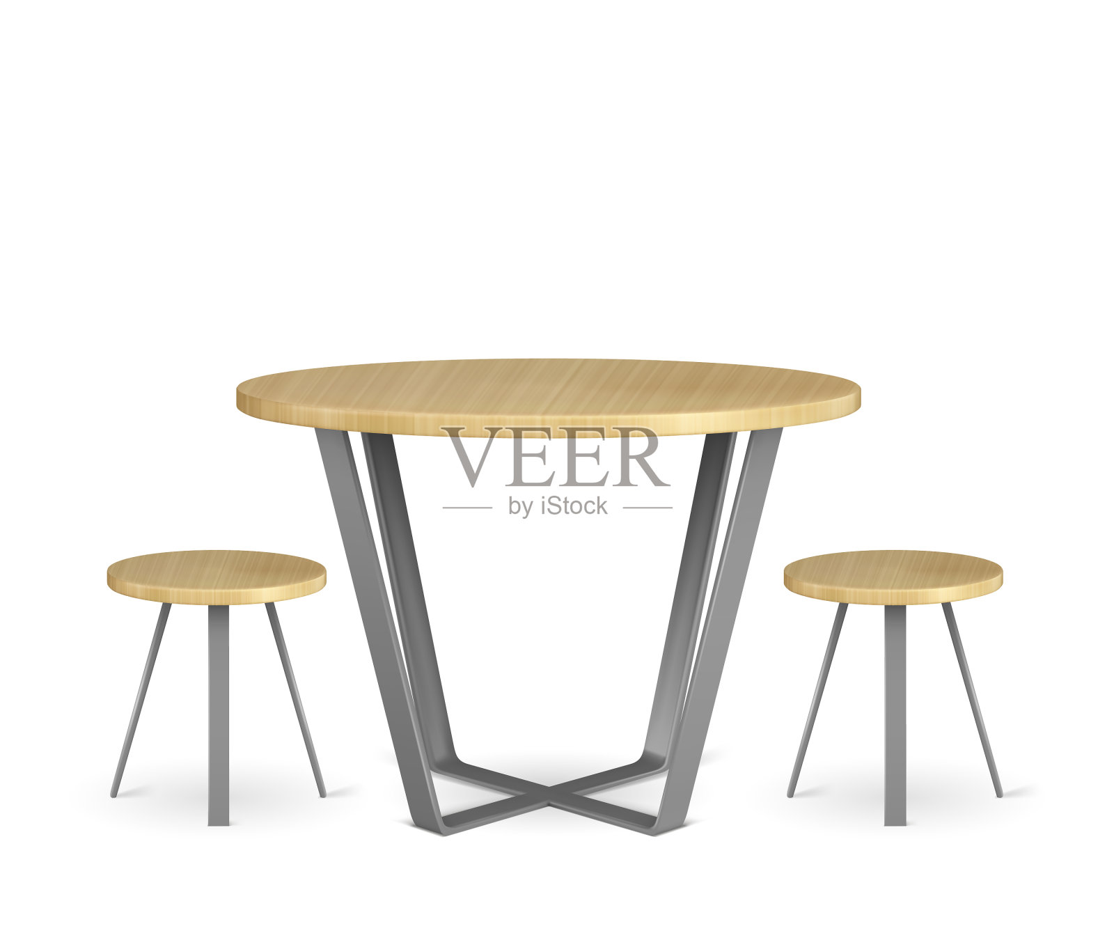 圆形木桌和圆形椅子独立设置设计元素图片