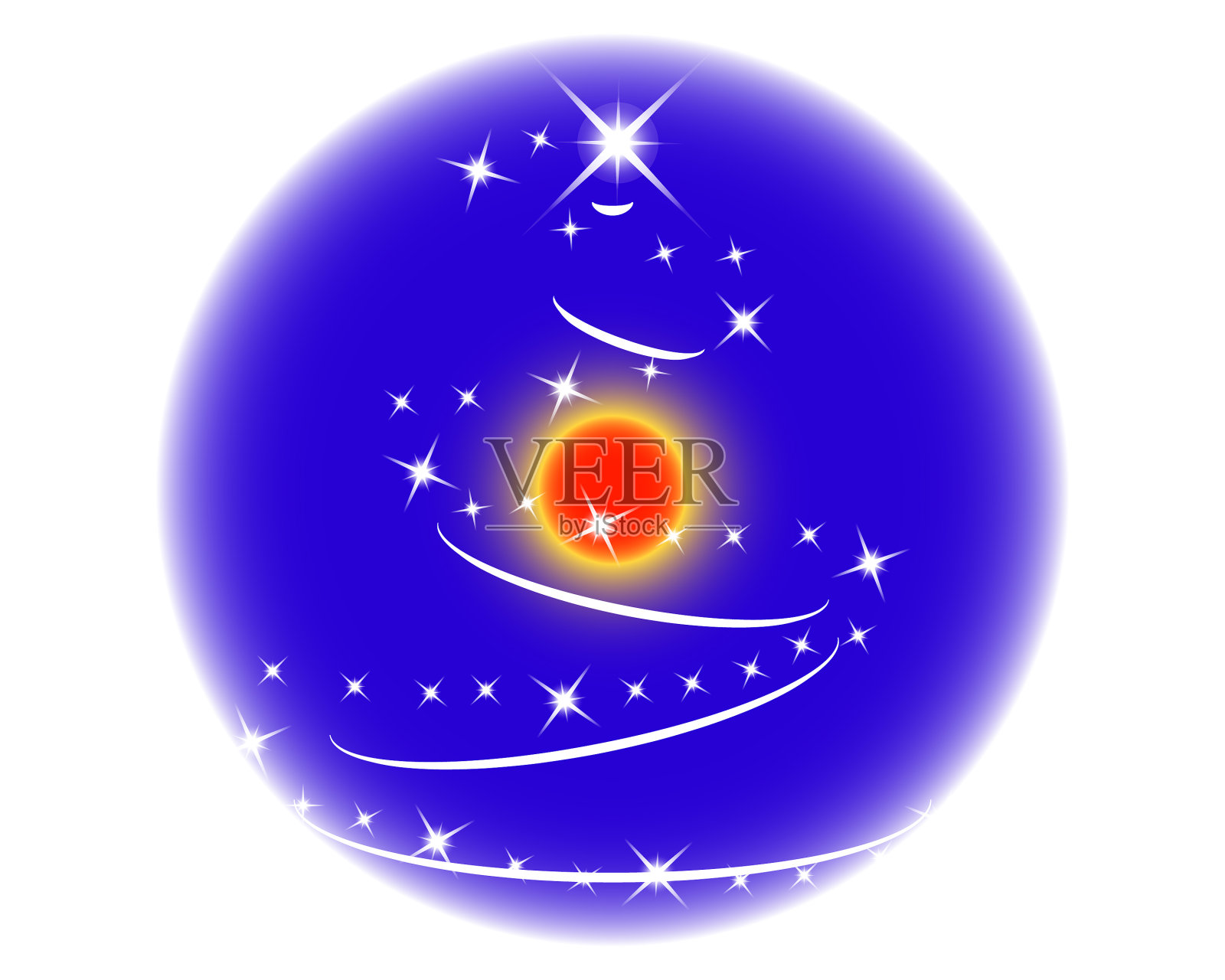 有圣诞星星的蓝色圣诞球插画图片素材