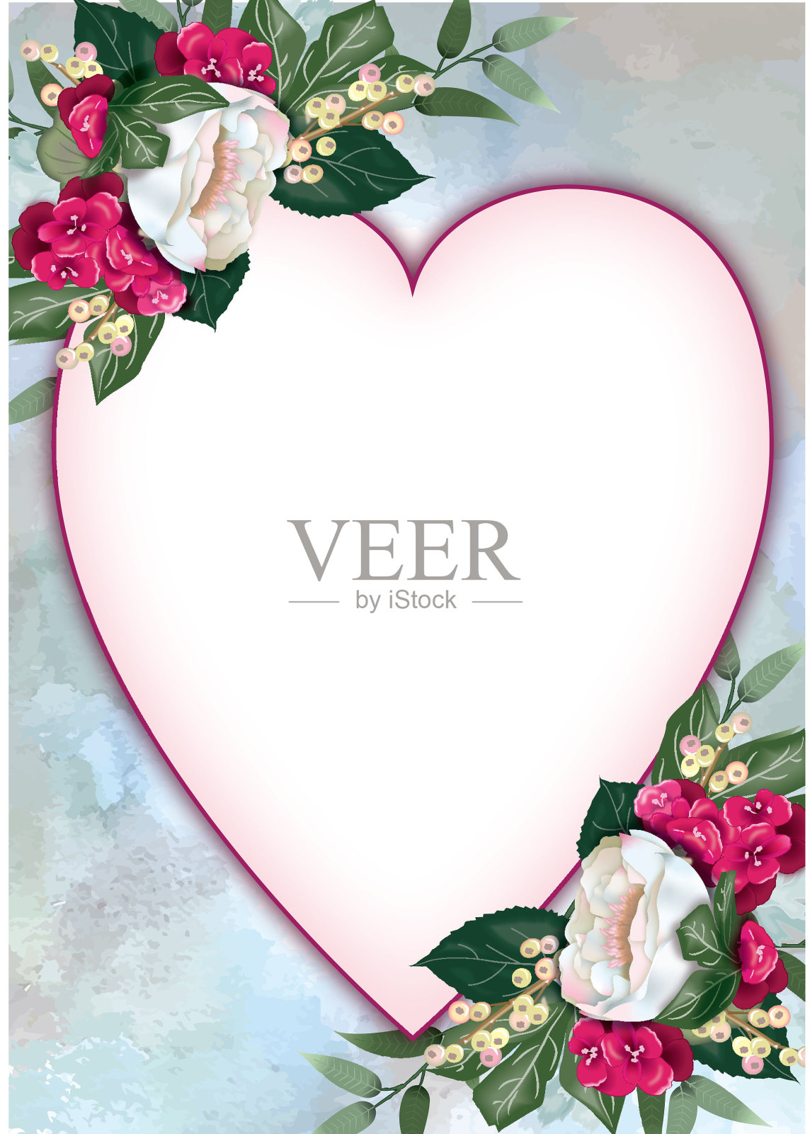 春花卡片心带背景插画图片素材