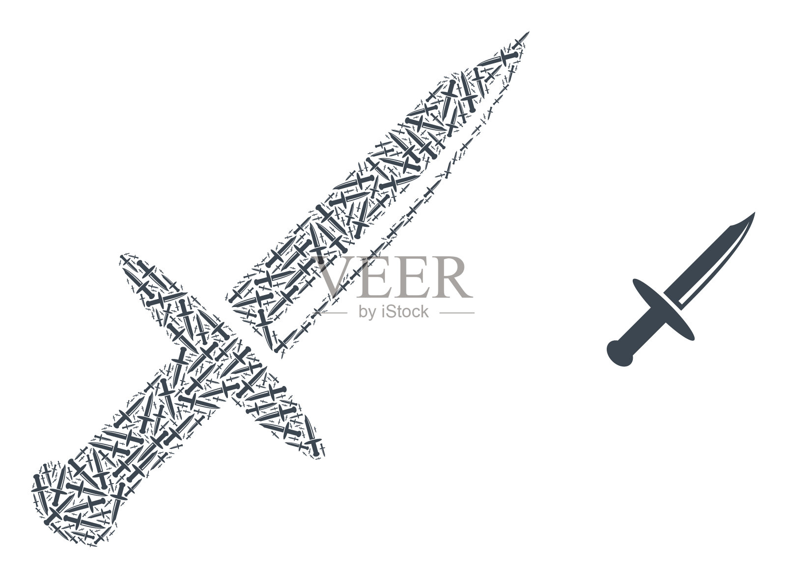 刀刃递归拼贴自我物品插画图片素材