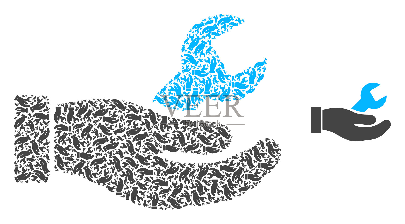 修理服务手分形拼贴自我物品插画图片素材