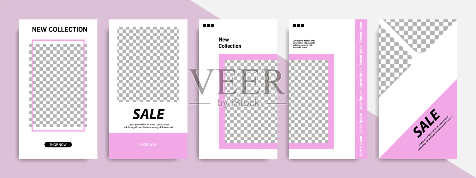 粉红色洋红社交媒体故事故事模板插画图片素材