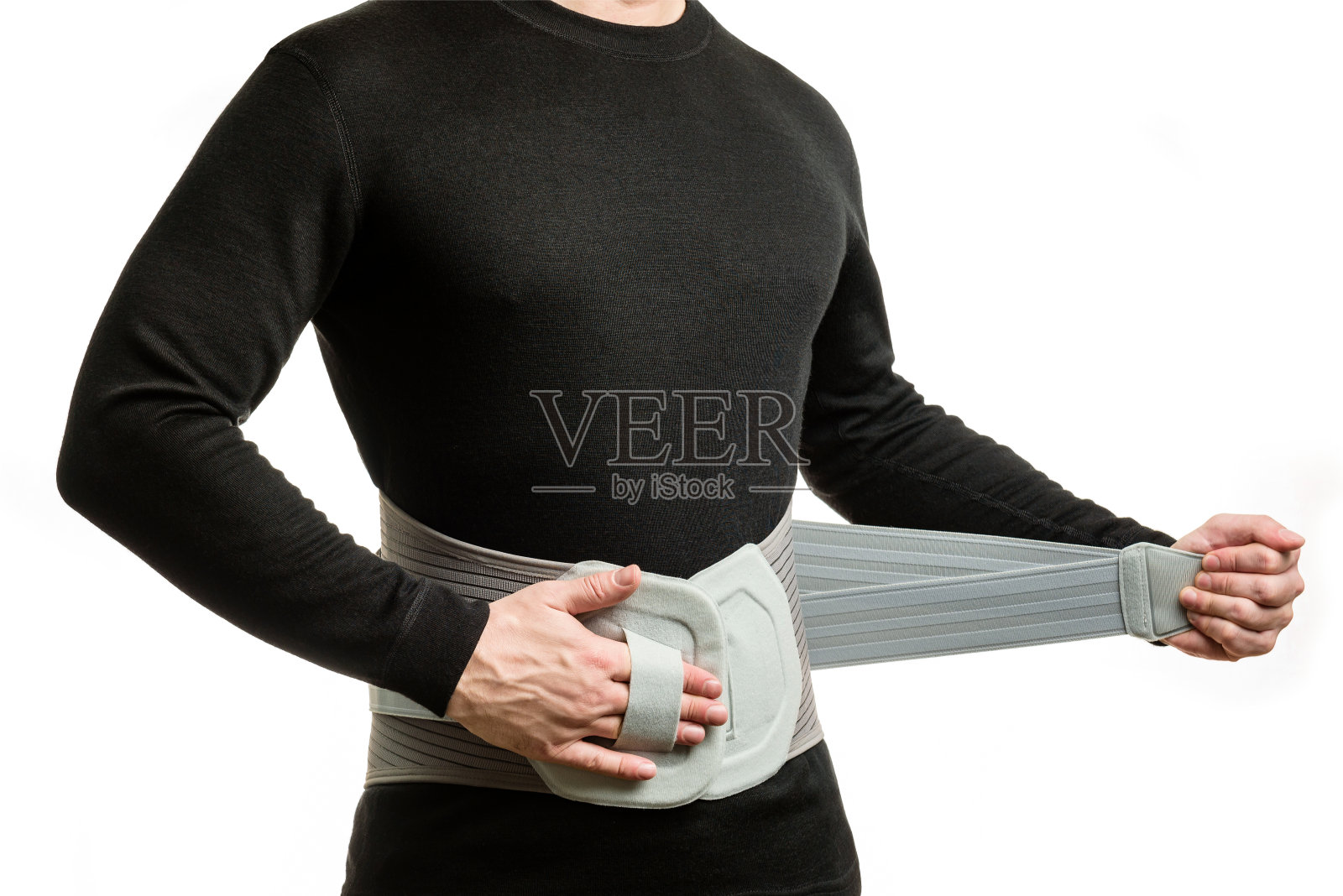 一个穿着整形紧身衣的男人的躯干照片摄影图片