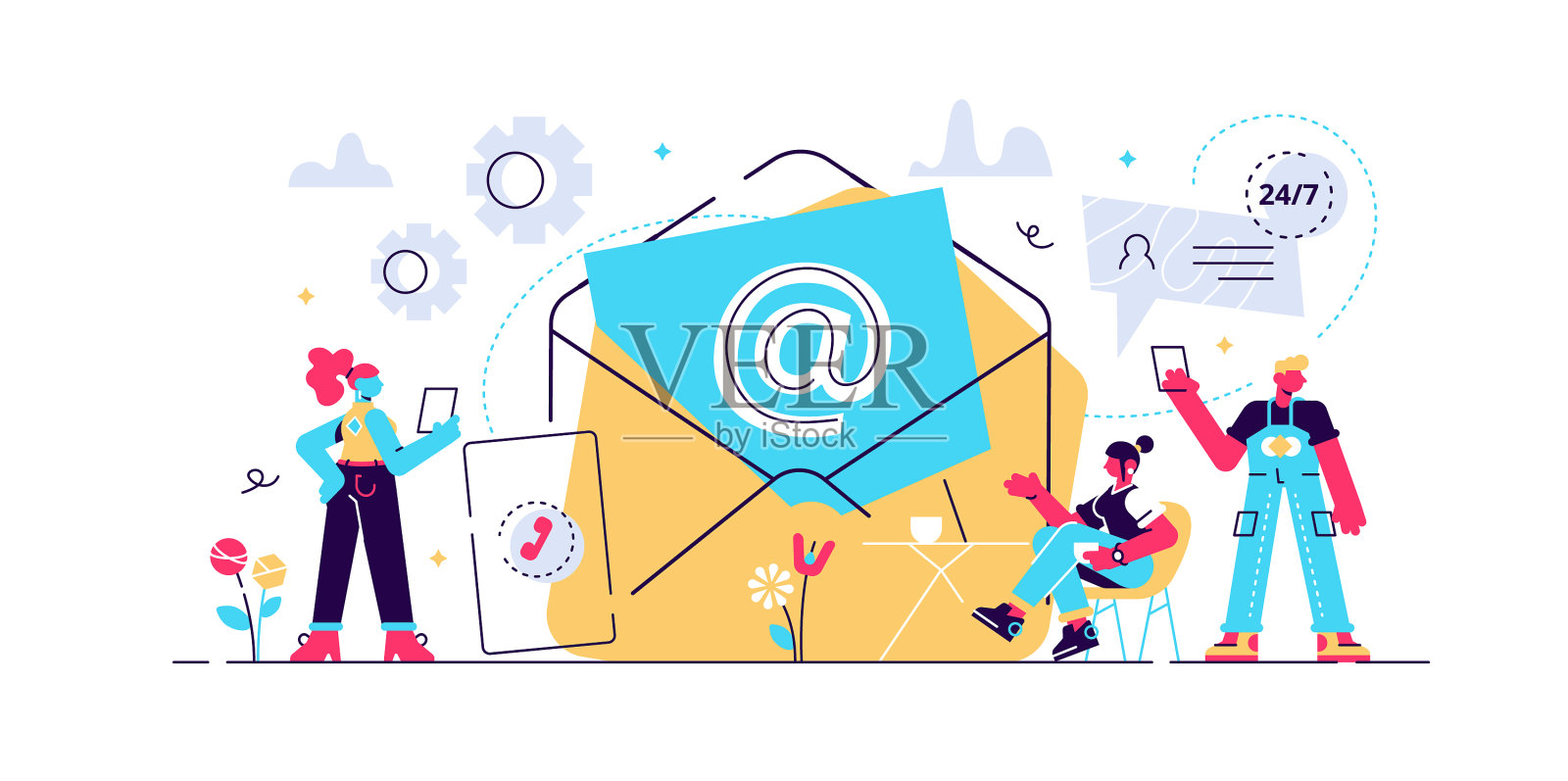 电子邮件营销网络聊天插画图片素材