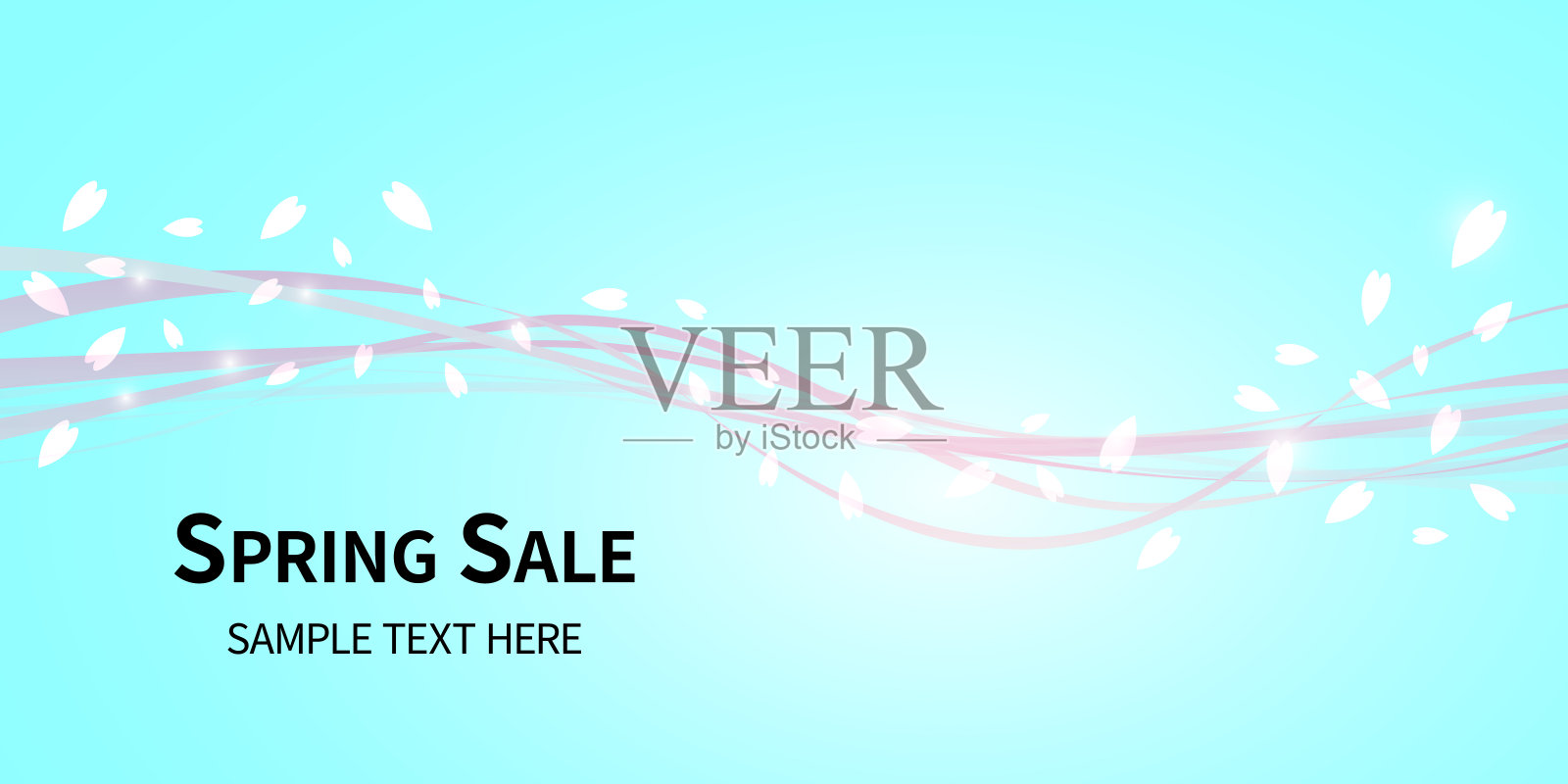 樱花，樱花，鲜花，春天，曲线矢量插图背景材料设计模板素材