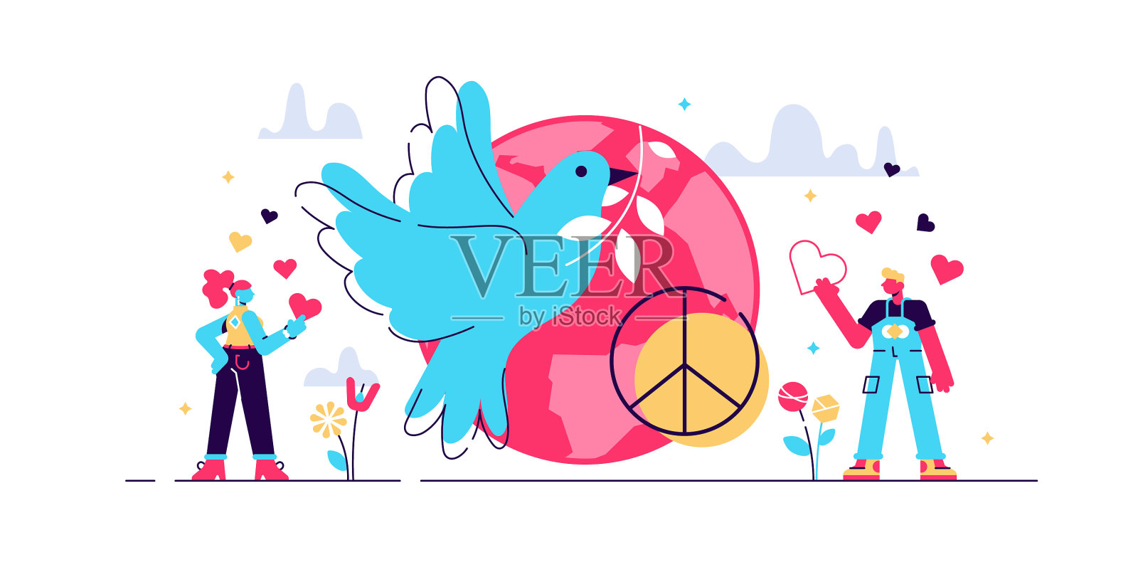 和平平小插画图片素材