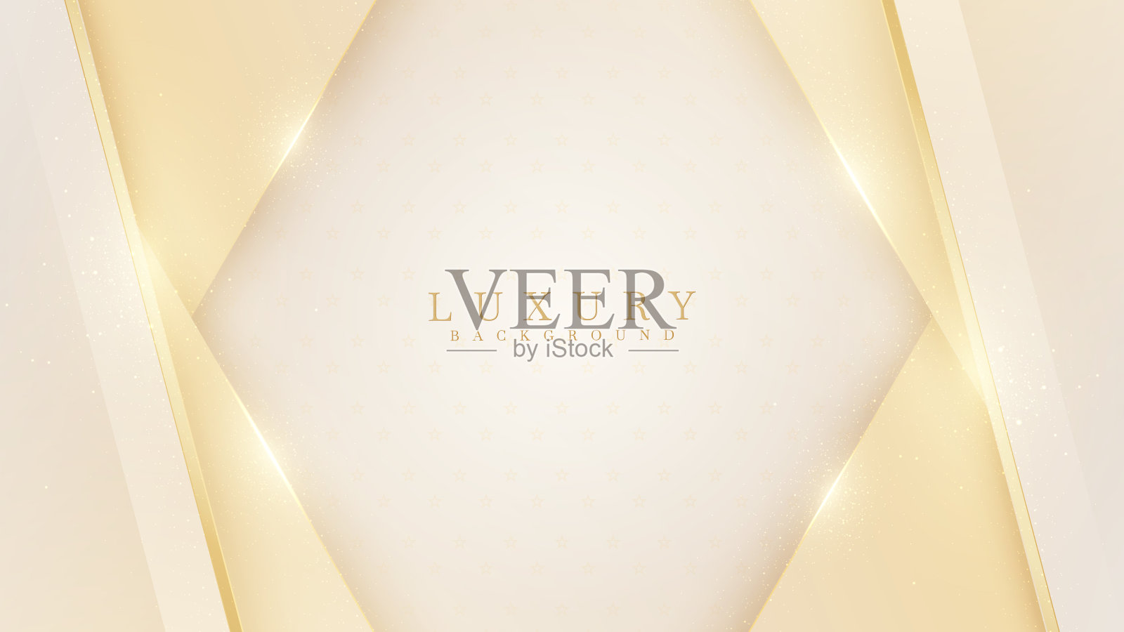 三角金色线豪华背景奶油色。插画图片素材