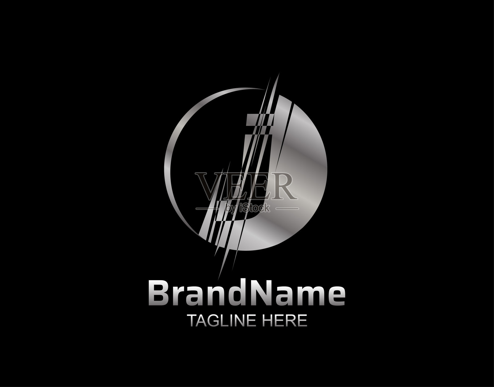 金属圆盘J字母图标设计。插画图片素材