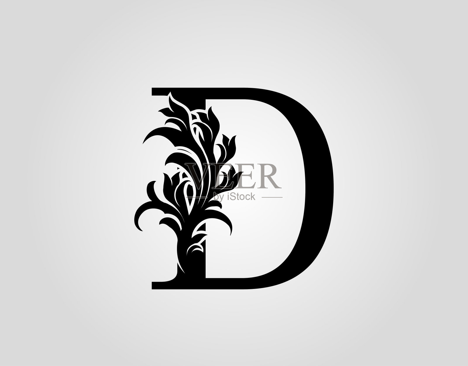 花的字母D奢侈标志图标插画图片素材