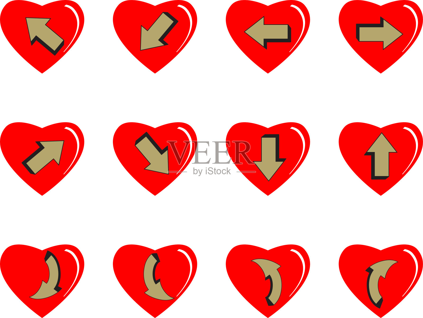 矢量箭头键系列:上，下，左，右插画图片素材