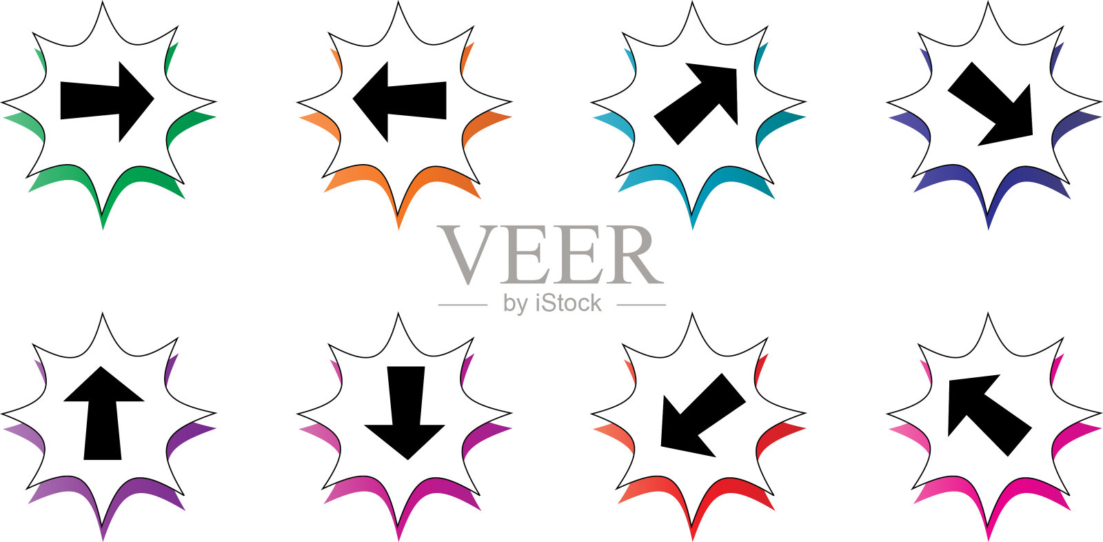 矢量箭头键系列:上，下，左，右设计元素图片