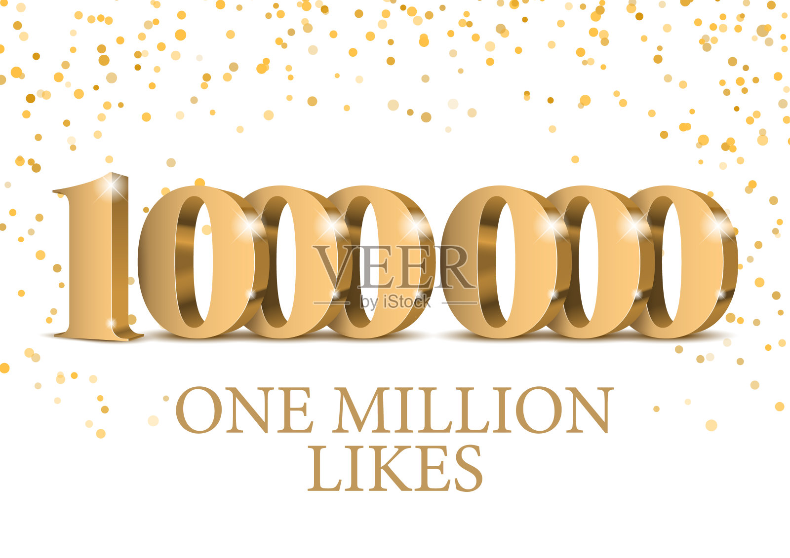 100万周年或事件。黄金3 d数字。插画图片素材