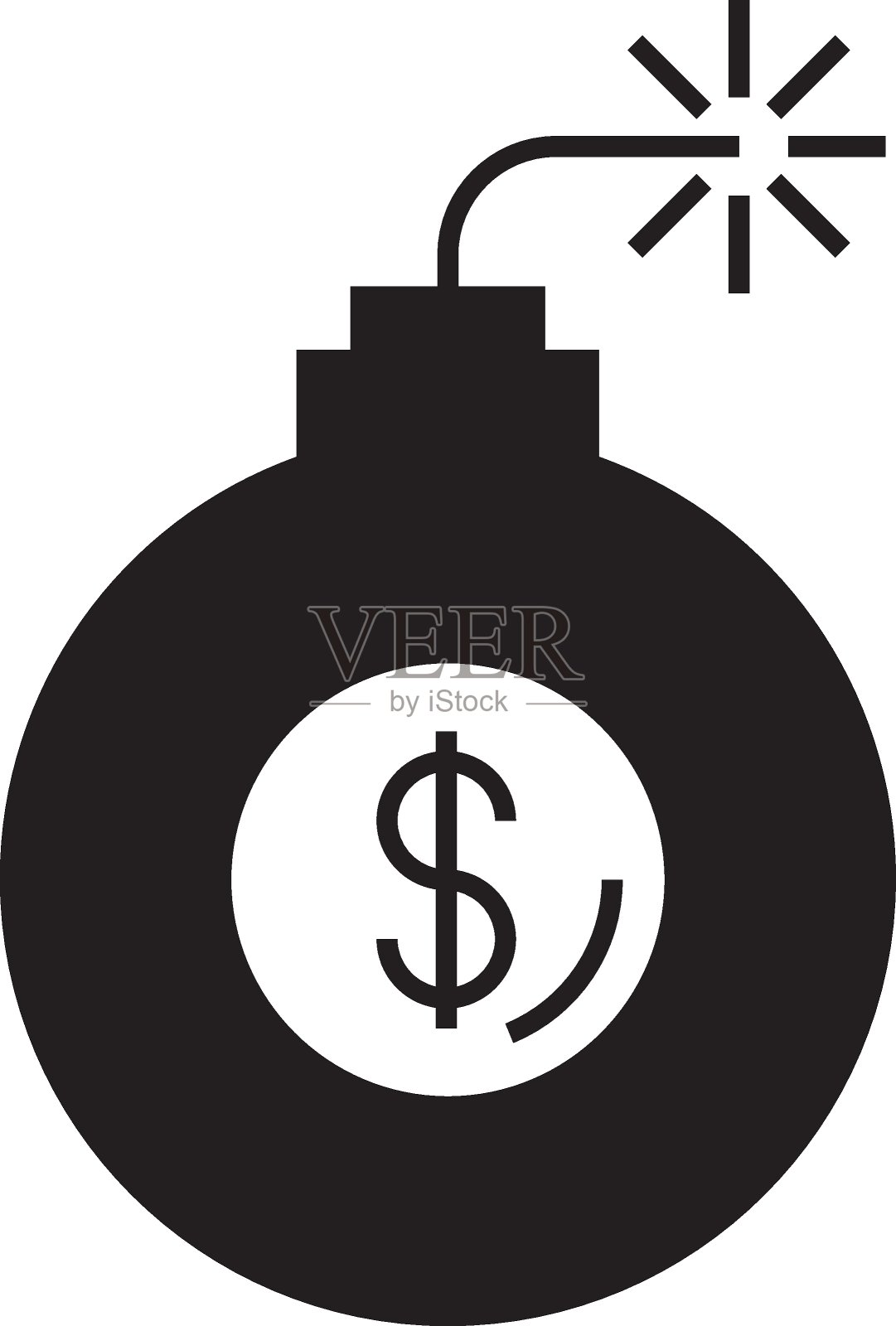 税收炸弹概念矢量字形图标设计，强制性财务费用和税收符号在白色背景上，征税标志插画图片素材