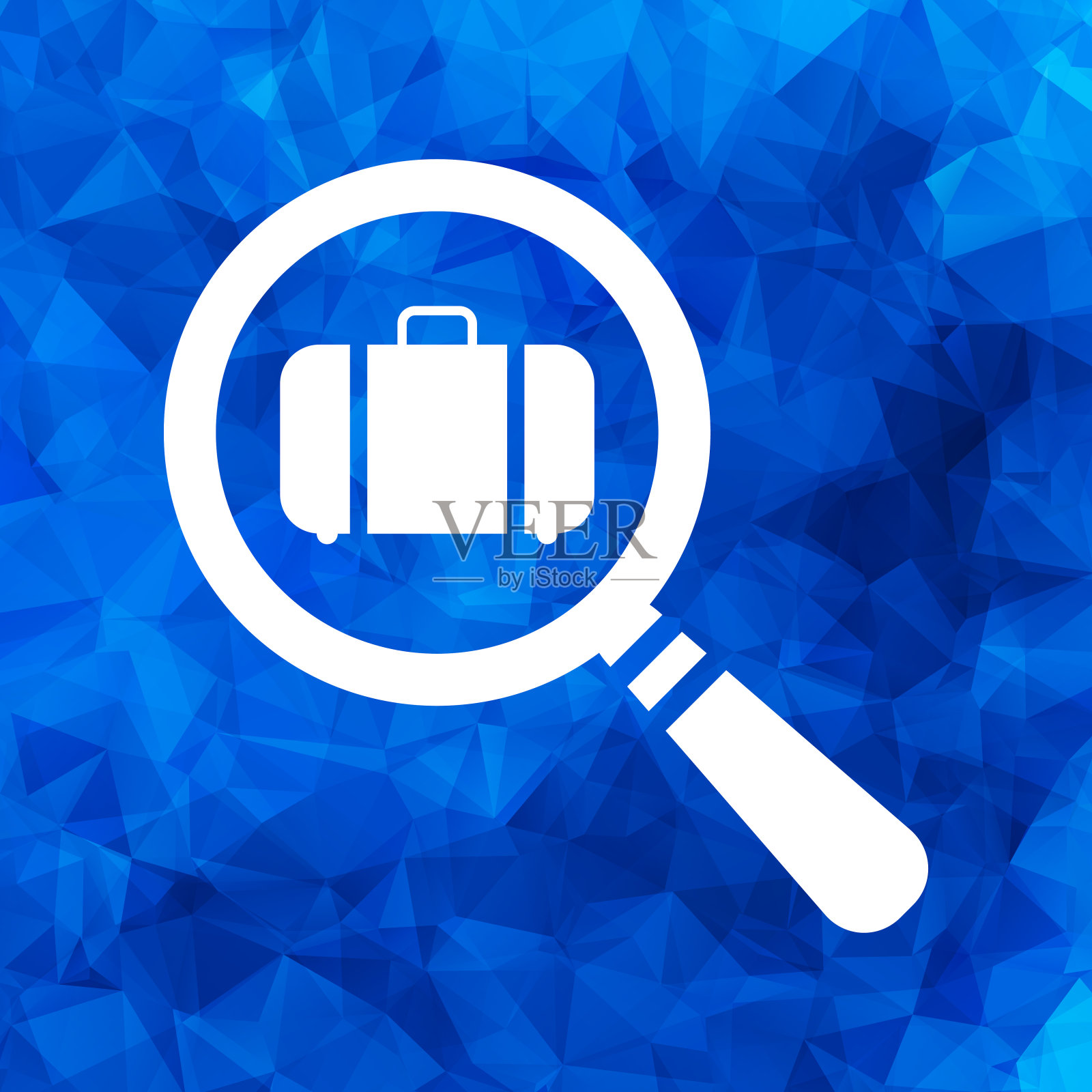 矢量放大镜与平面组合公事包图标上插画图片素材