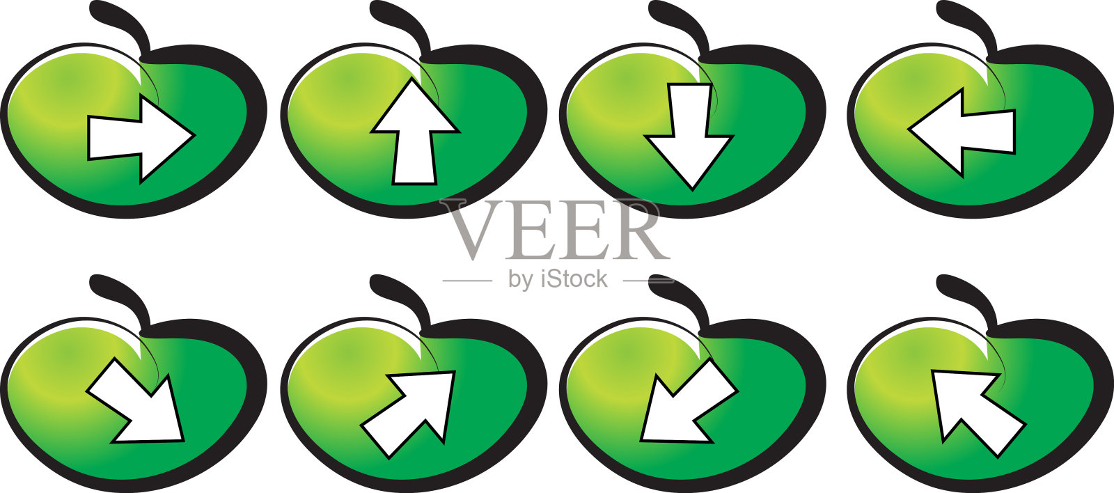 向量苹果箭头键系列:上，下，左，右插画图片素材