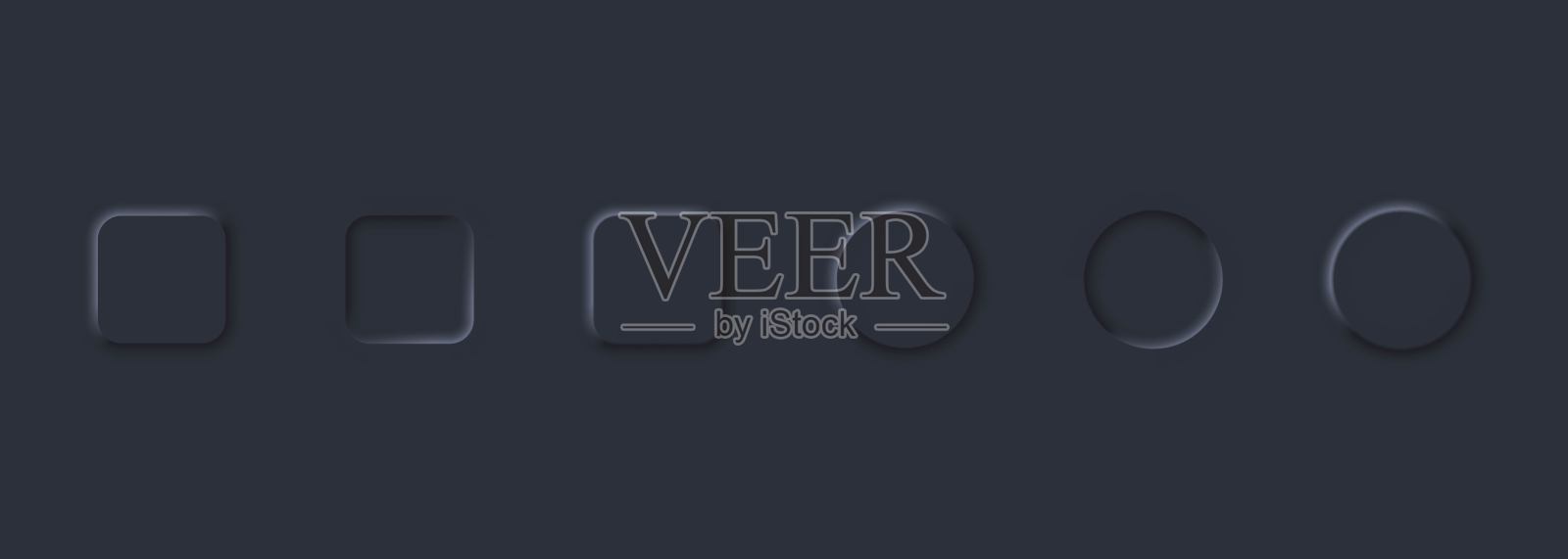 网站或应用程序UI空白按钮的新形式化样式。黑暗的主题。Neumorphism。向量EPS 10。孤立在背景插画图片素材