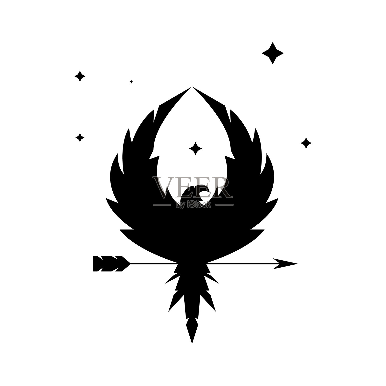 矢量标志，上面有一只爪子抓着箭头的鹰的抽象图像。插画图片素材