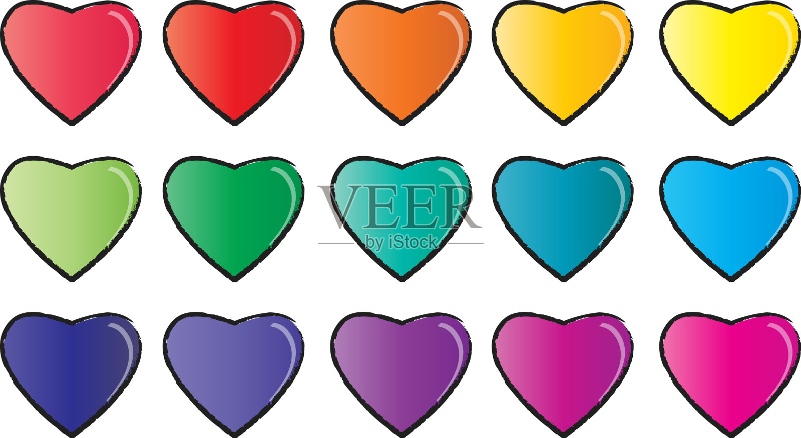 向量心形颜色集插画图片素材