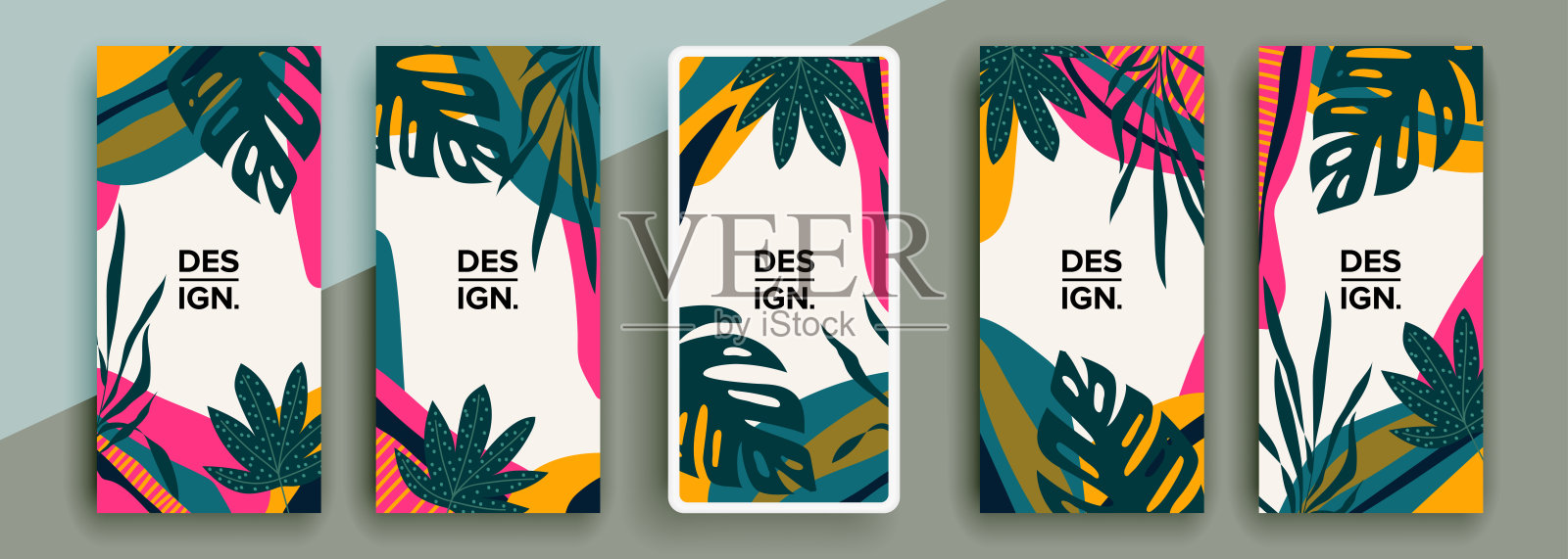 新潮的可编辑模板的社交网络故事，矢量插图。为社交媒体设计背景。插画图片素材