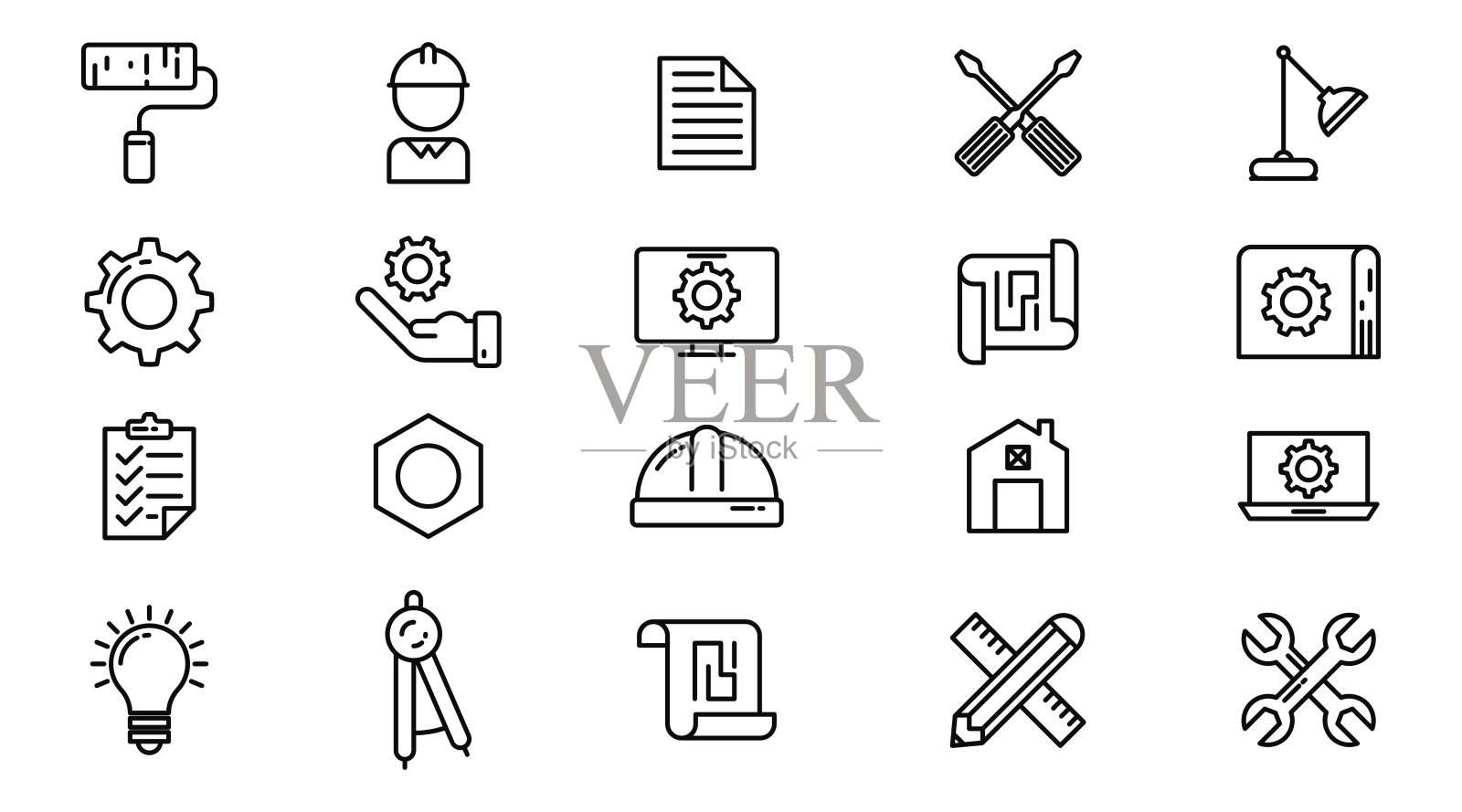 工程平面图标集矢量。图标素材