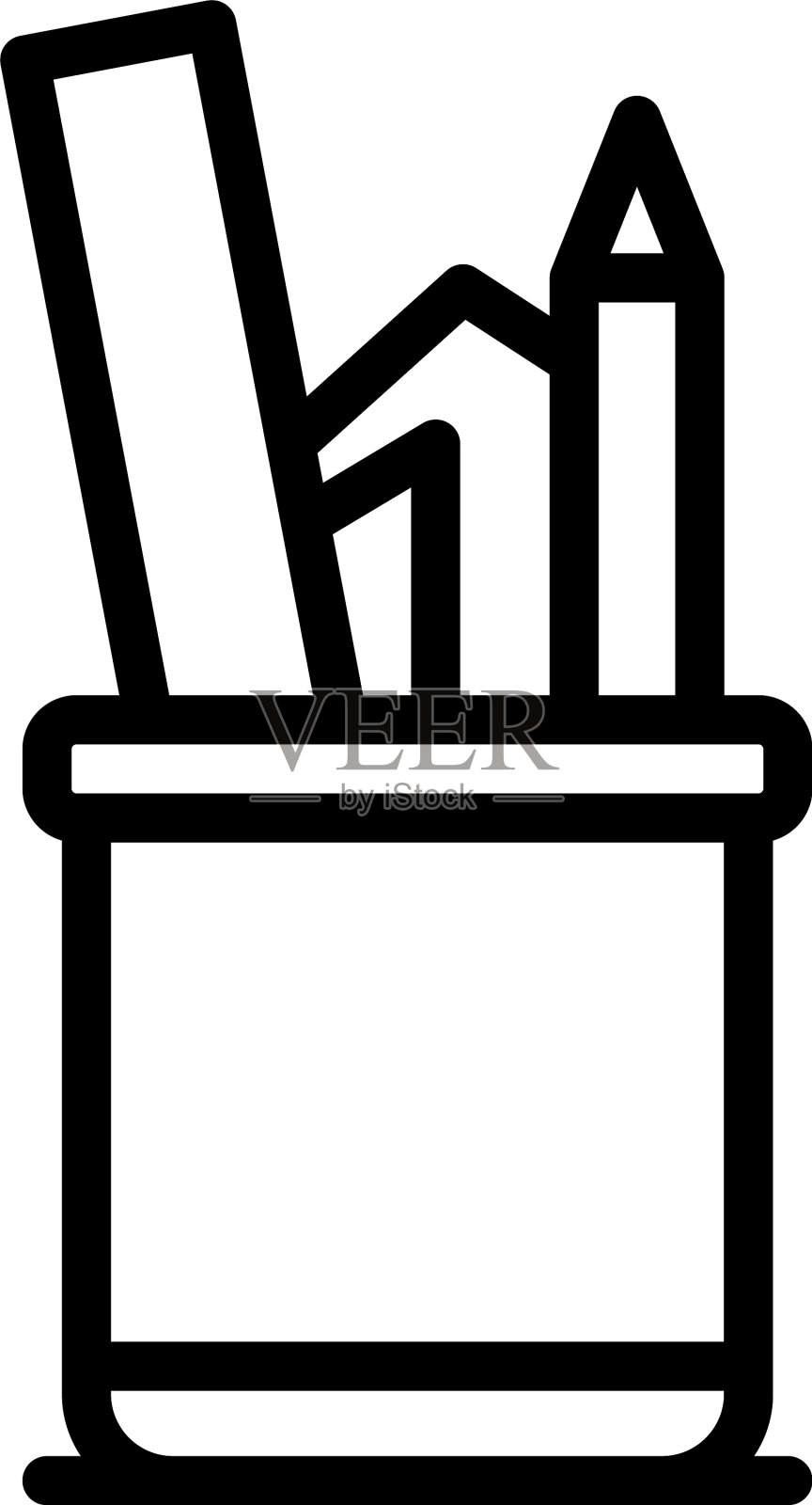 家庭办公室铅笔壶图标轮廓风格图标素材