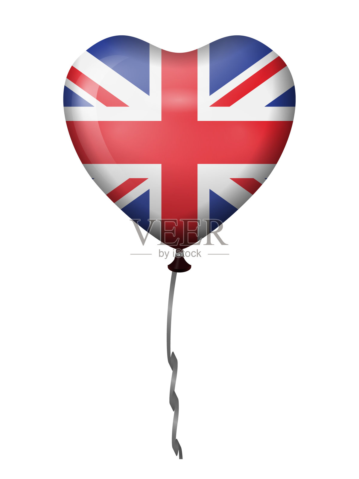 心形气球英国国旗插画图片素材