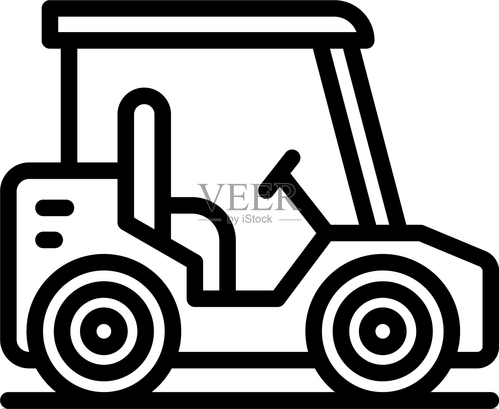 高尔夫球车图标轮廓风格插画图片素材