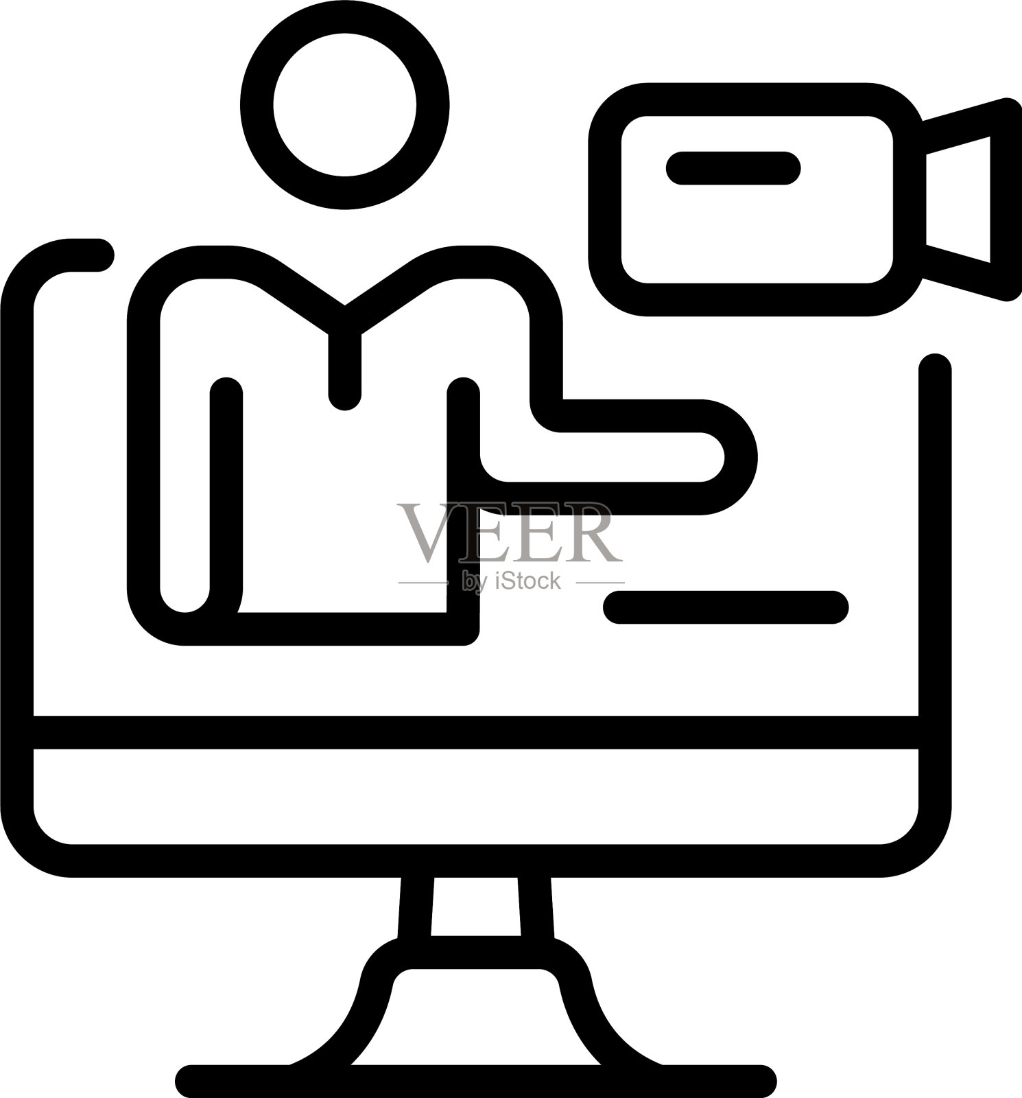 设备视频通话图标轮廓样式插画图片素材