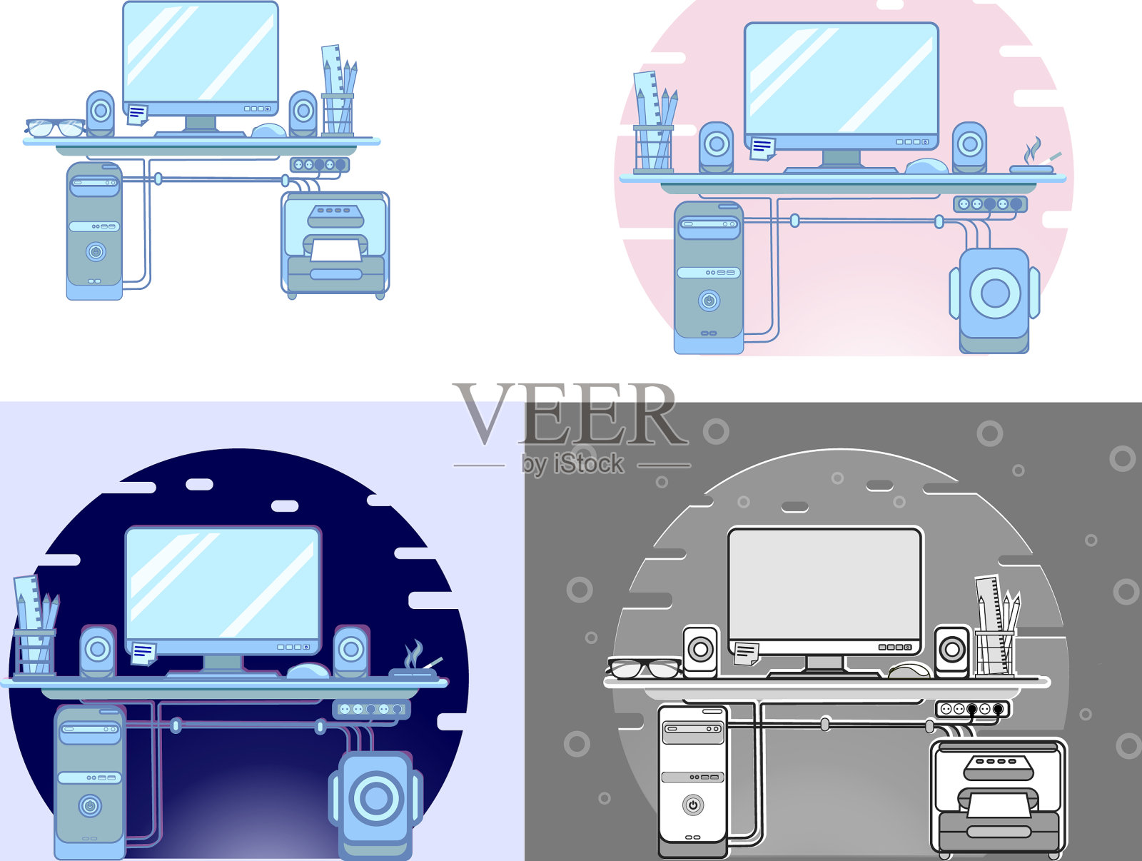 我的工作场所设置插画图片素材