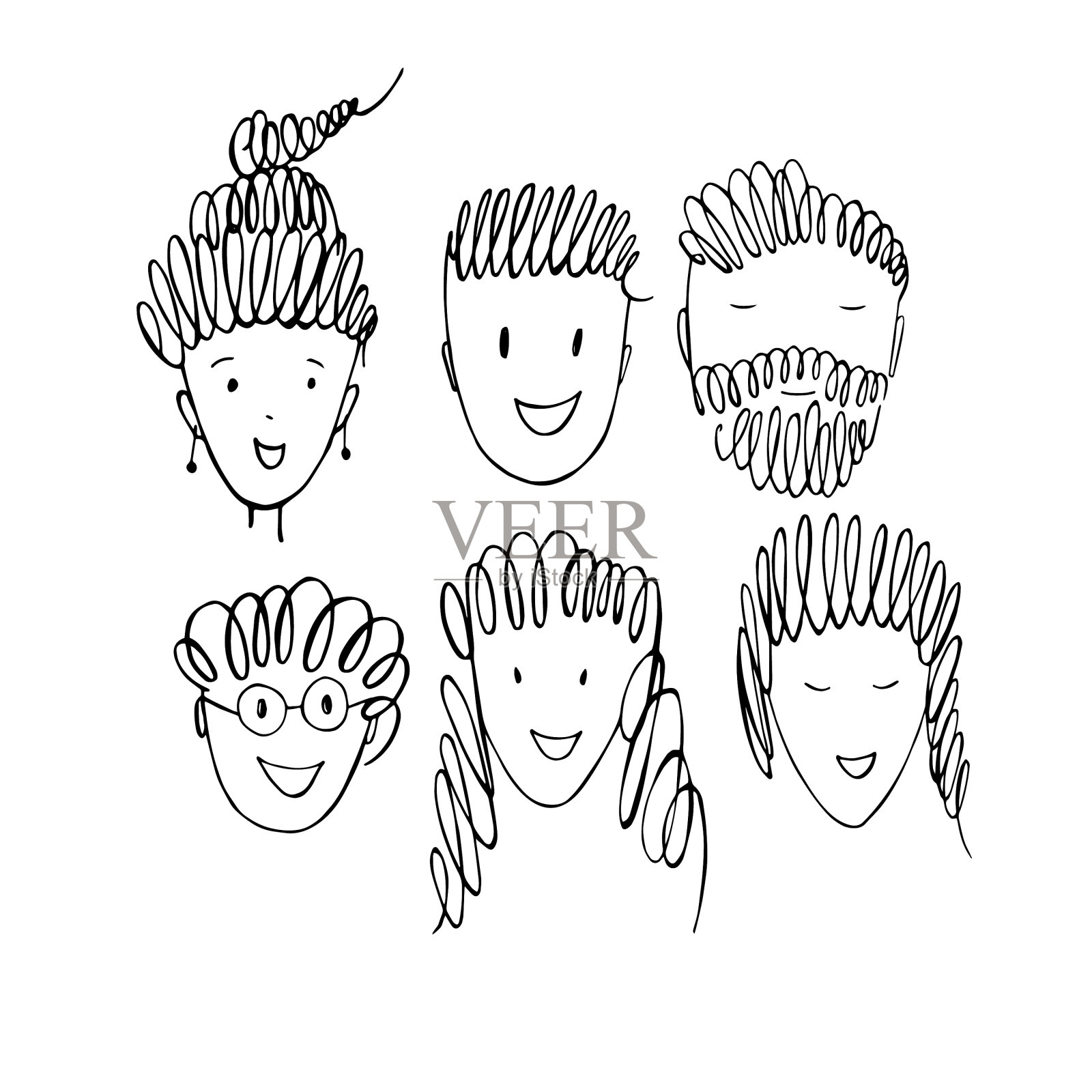 人民面临的草图插画图片素材