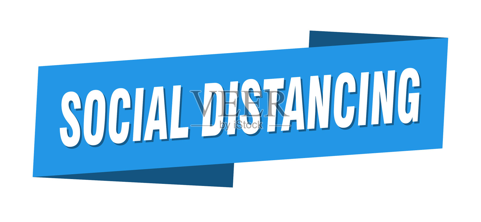 社交距离横幅模板丝带标签插画图片素材