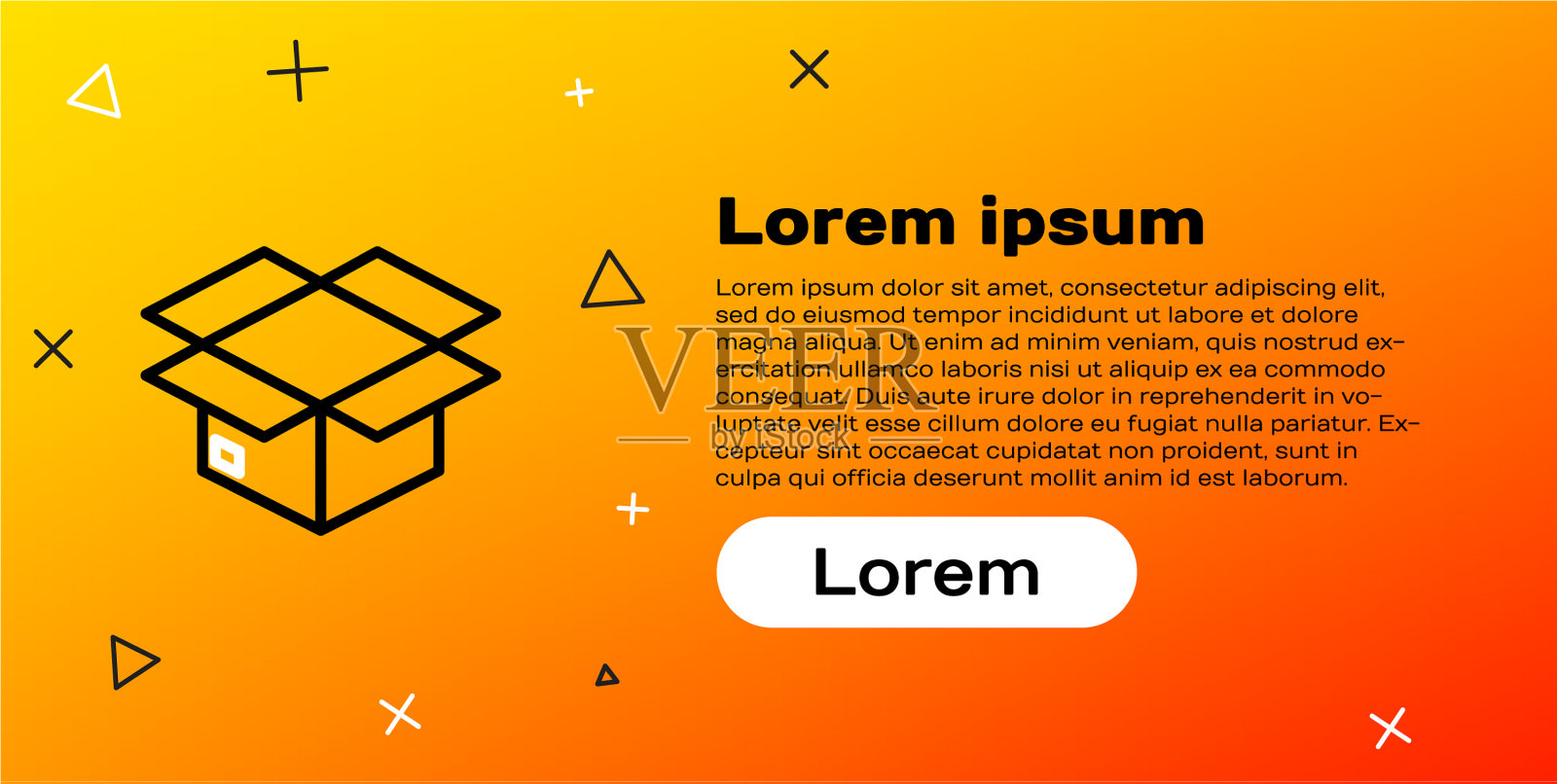 线纸箱纸箱图标隔离在黄色插画图片素材