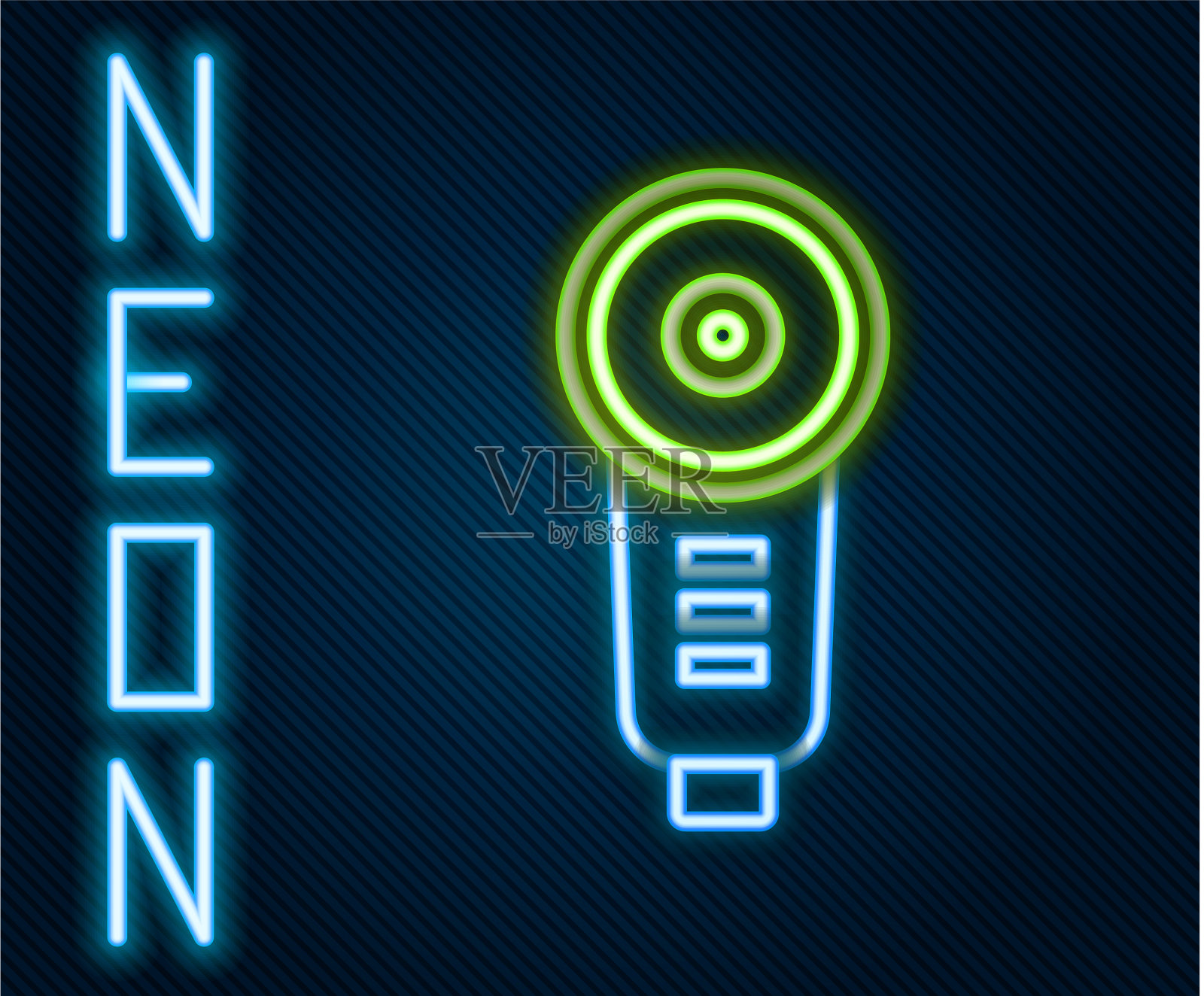 发光霓虹灯线角磨床图标隔离插画图片素材