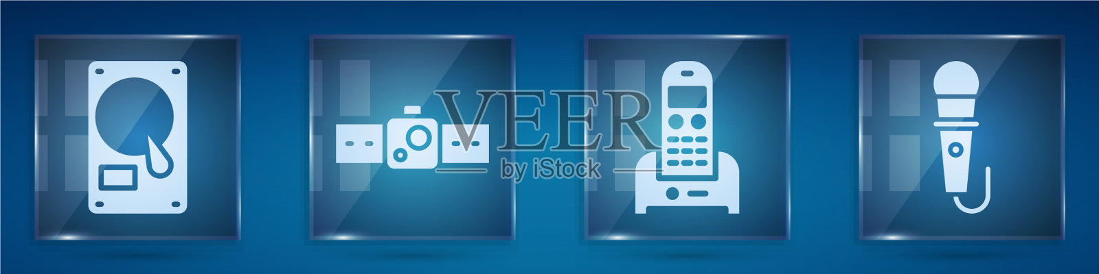 设置硬盘驱动器HDD智能手表电话和硬盘图标素材