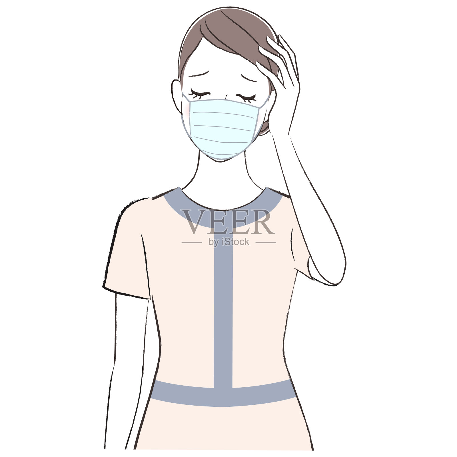 戴面罩的女美容师插画图片素材