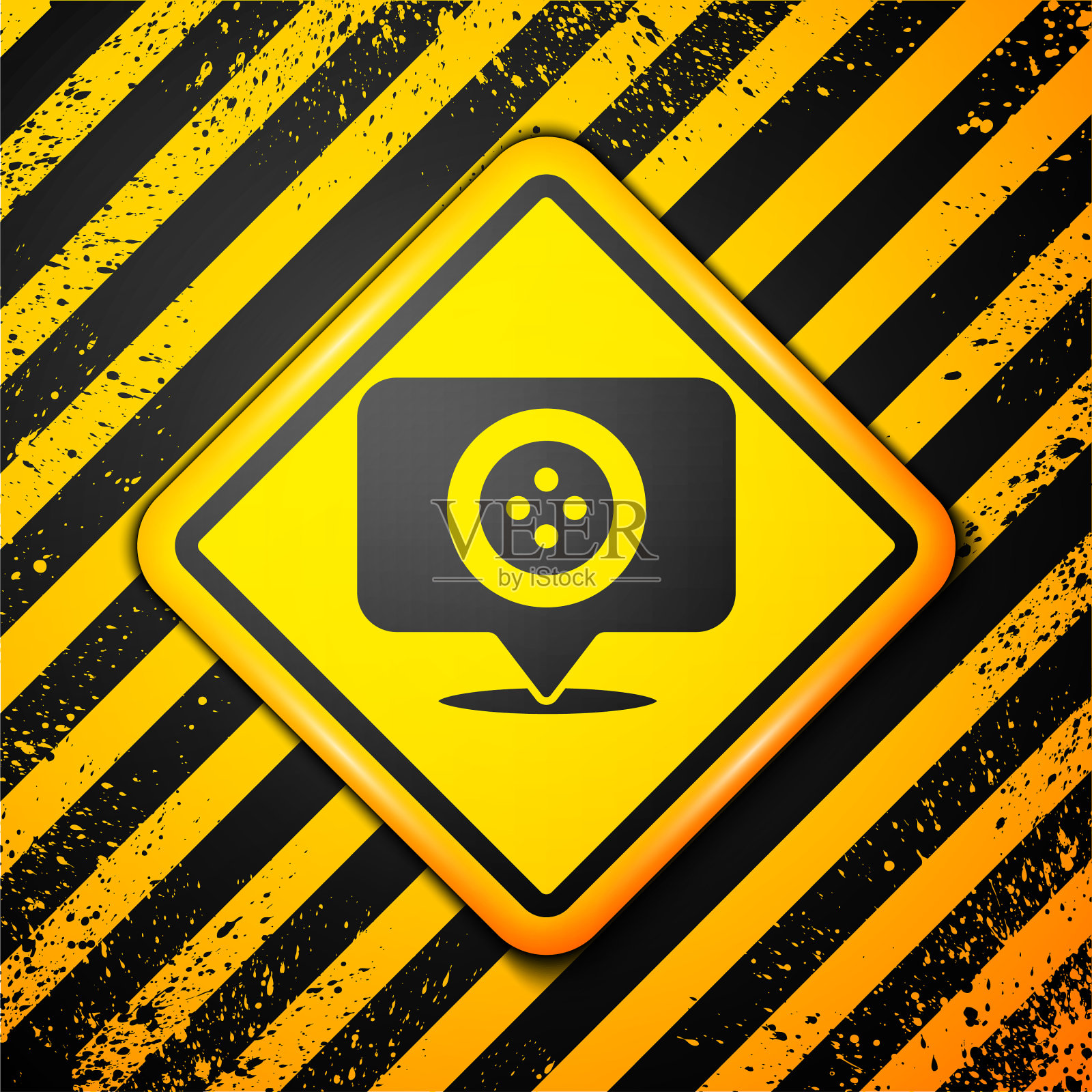 黑色位置裁缝店图标孤立在黄色插画图片素材