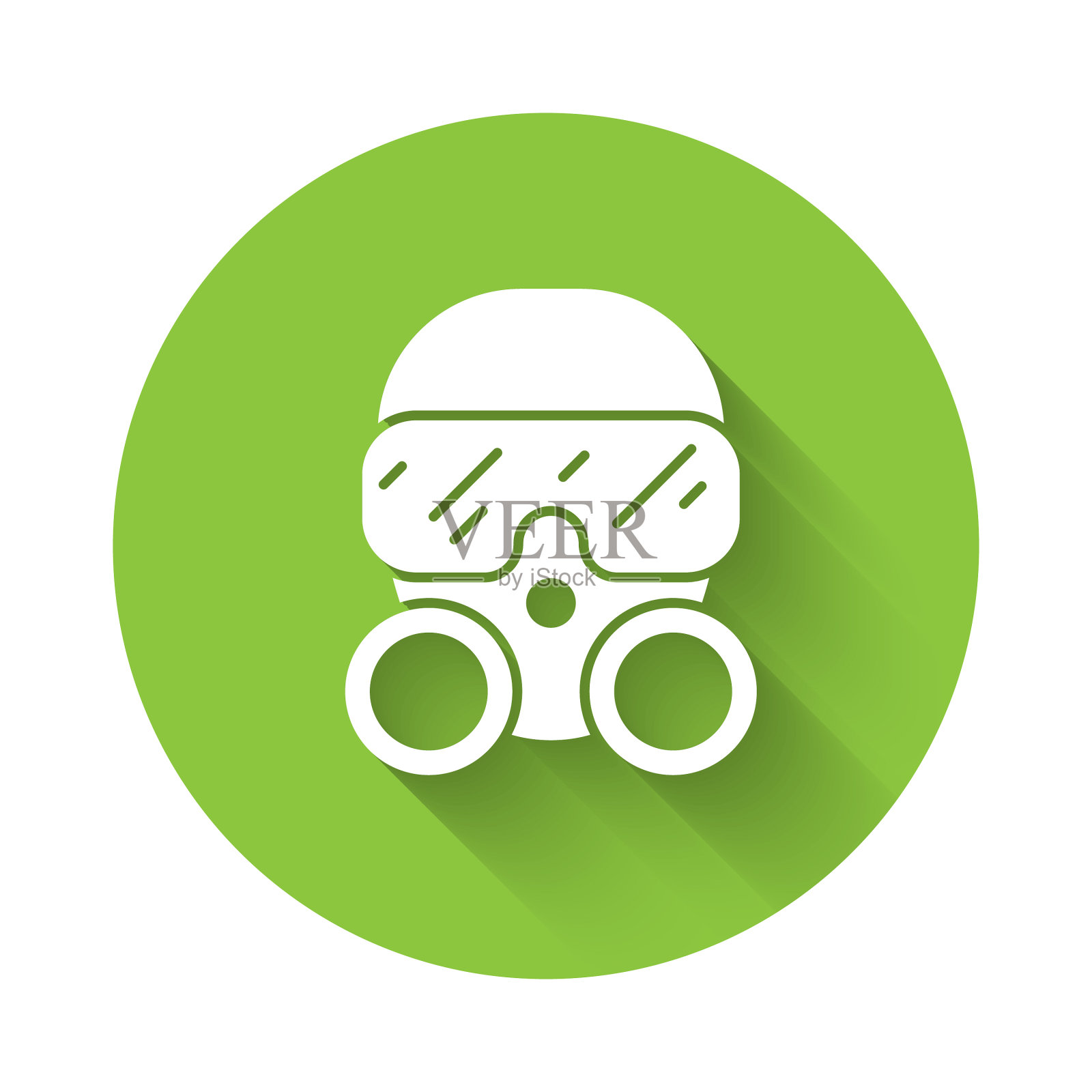 白色防毒面具图标孤立与长阴影插画图片素材