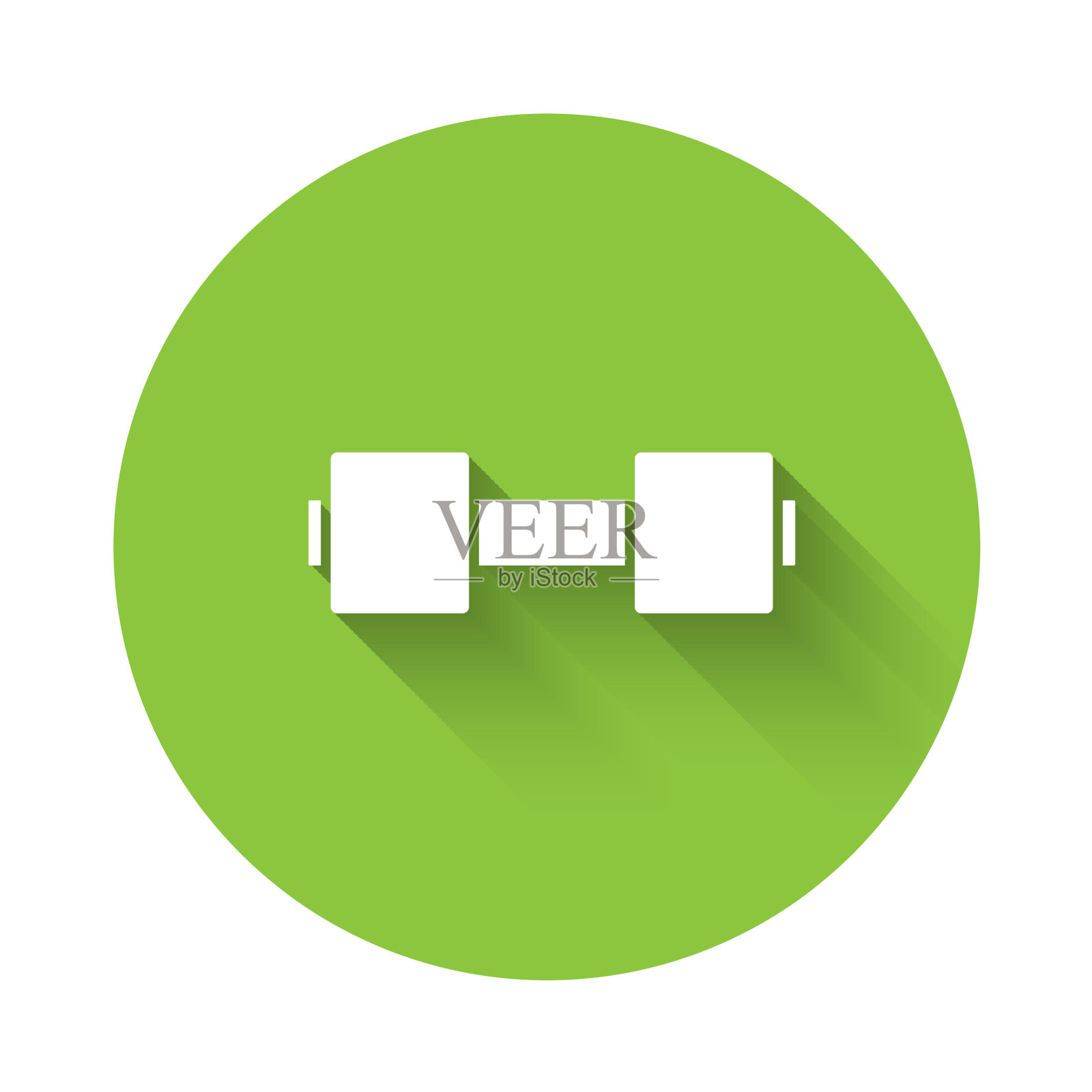 白色哑铃图标与长影子孤立插画图片素材