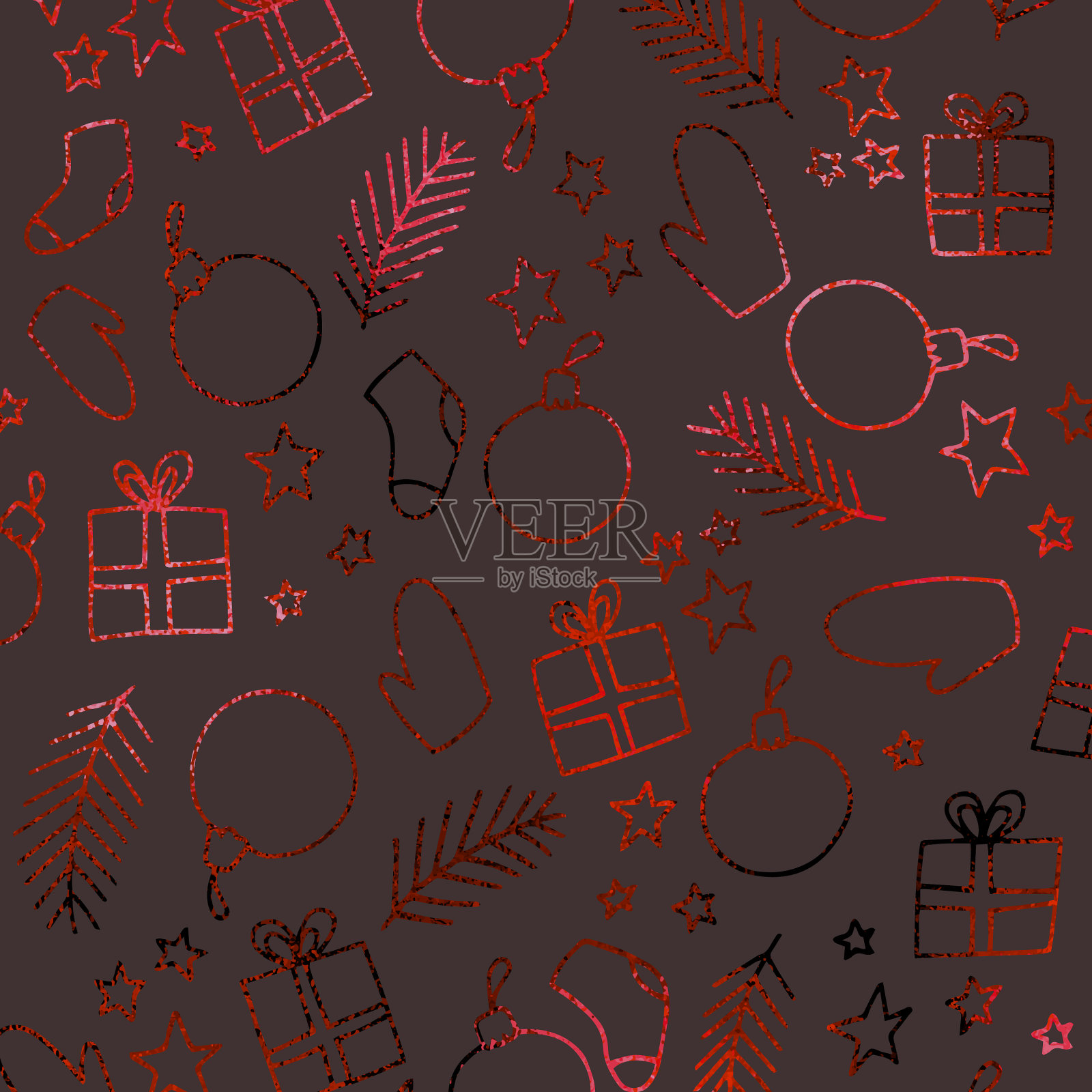 带有金属效果的圣诞图案插画图片素材