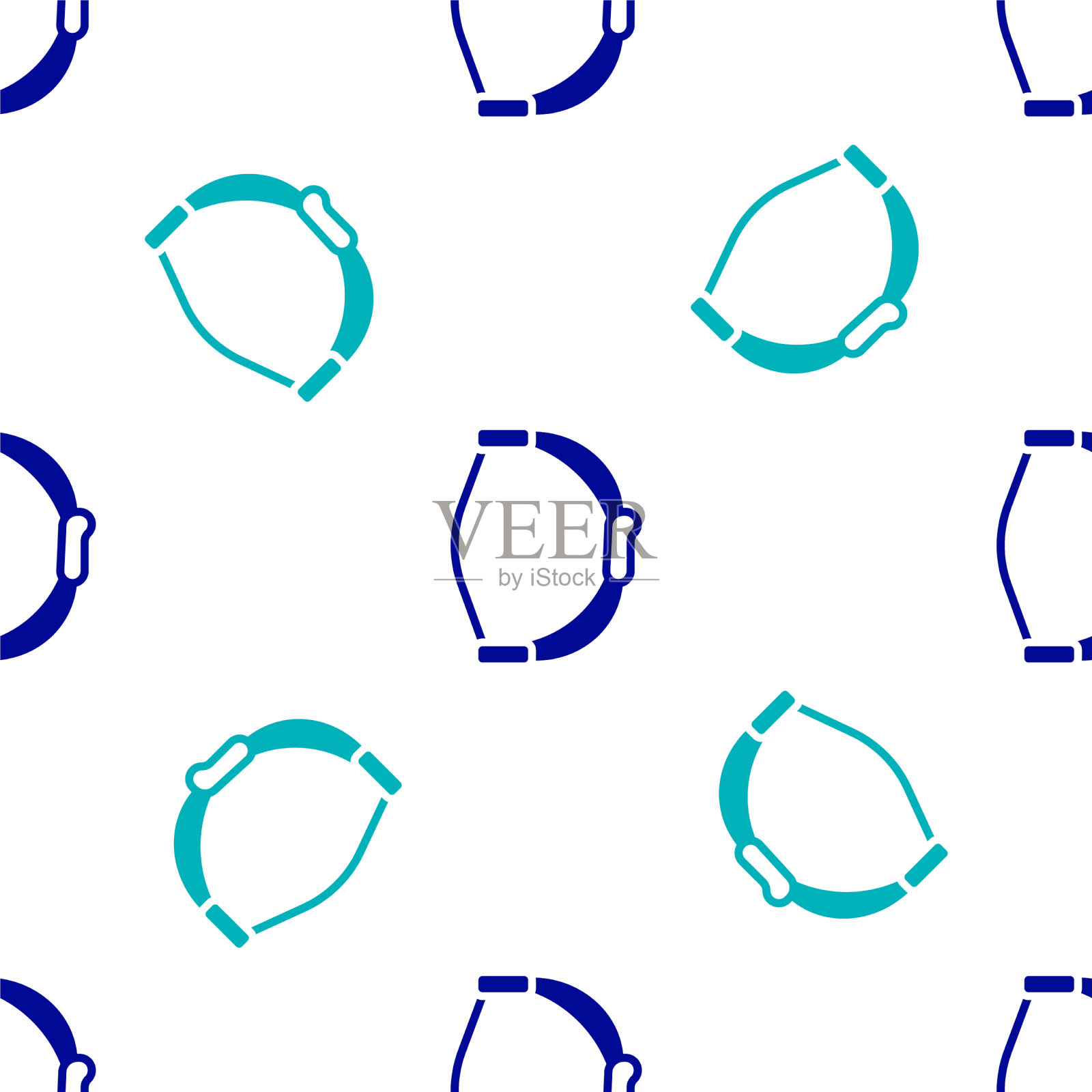 蓝色蝴蝶结玩具图标孤立无缝图案上插画图片素材