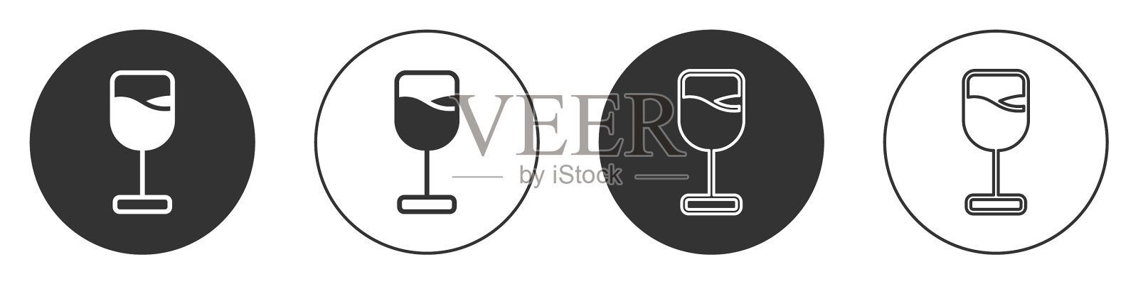 黑葡萄酒杯图标孤立在白色背景图标素材