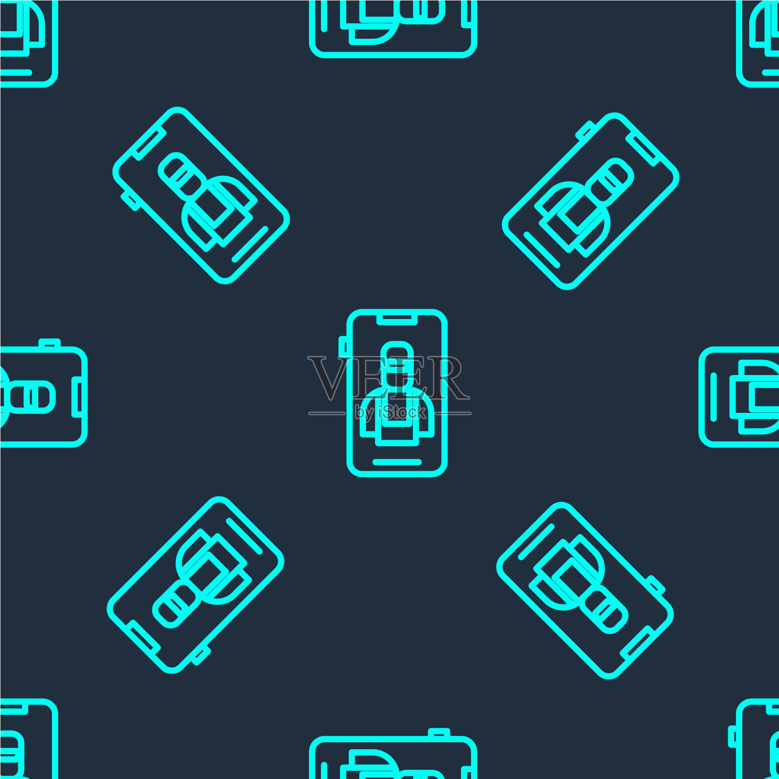 绿线在线打车服务图标孤立插画图片素材