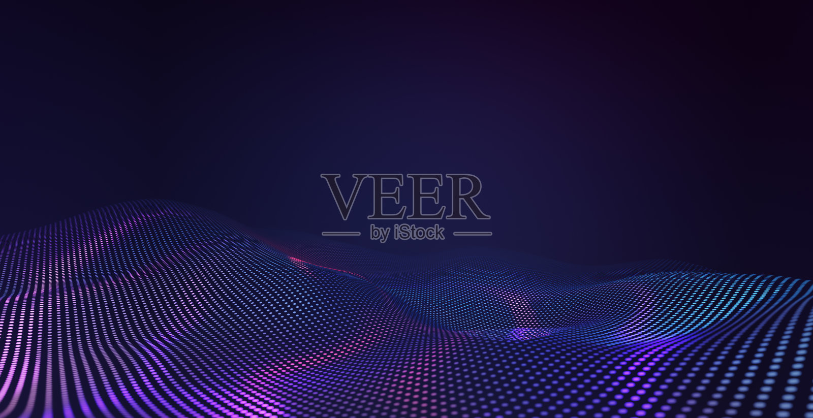 抽象的五边形网格图案与紫色和紫色光波技术背景。照片摄影图片