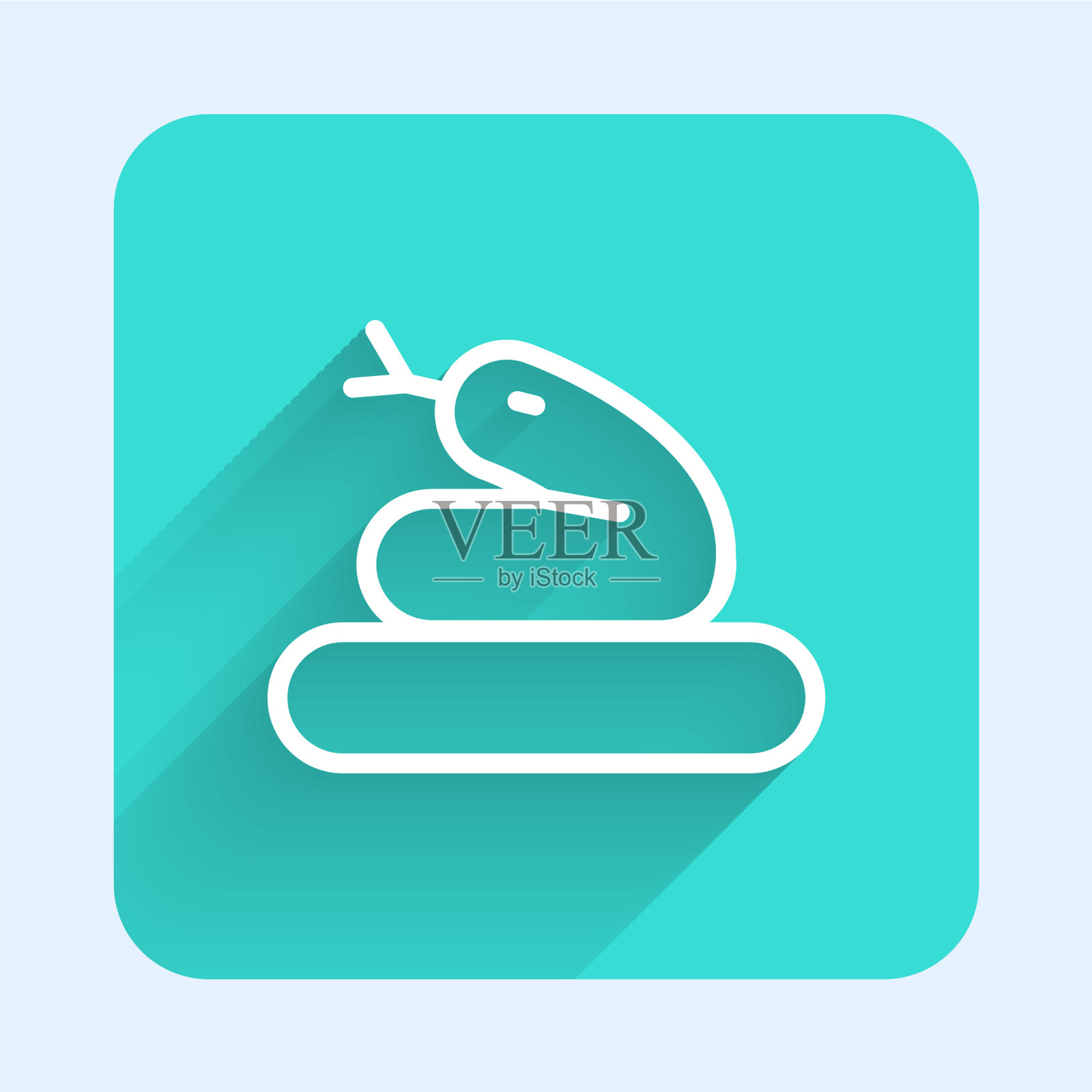 白色线蛇图标孤立与长阴影图标素材