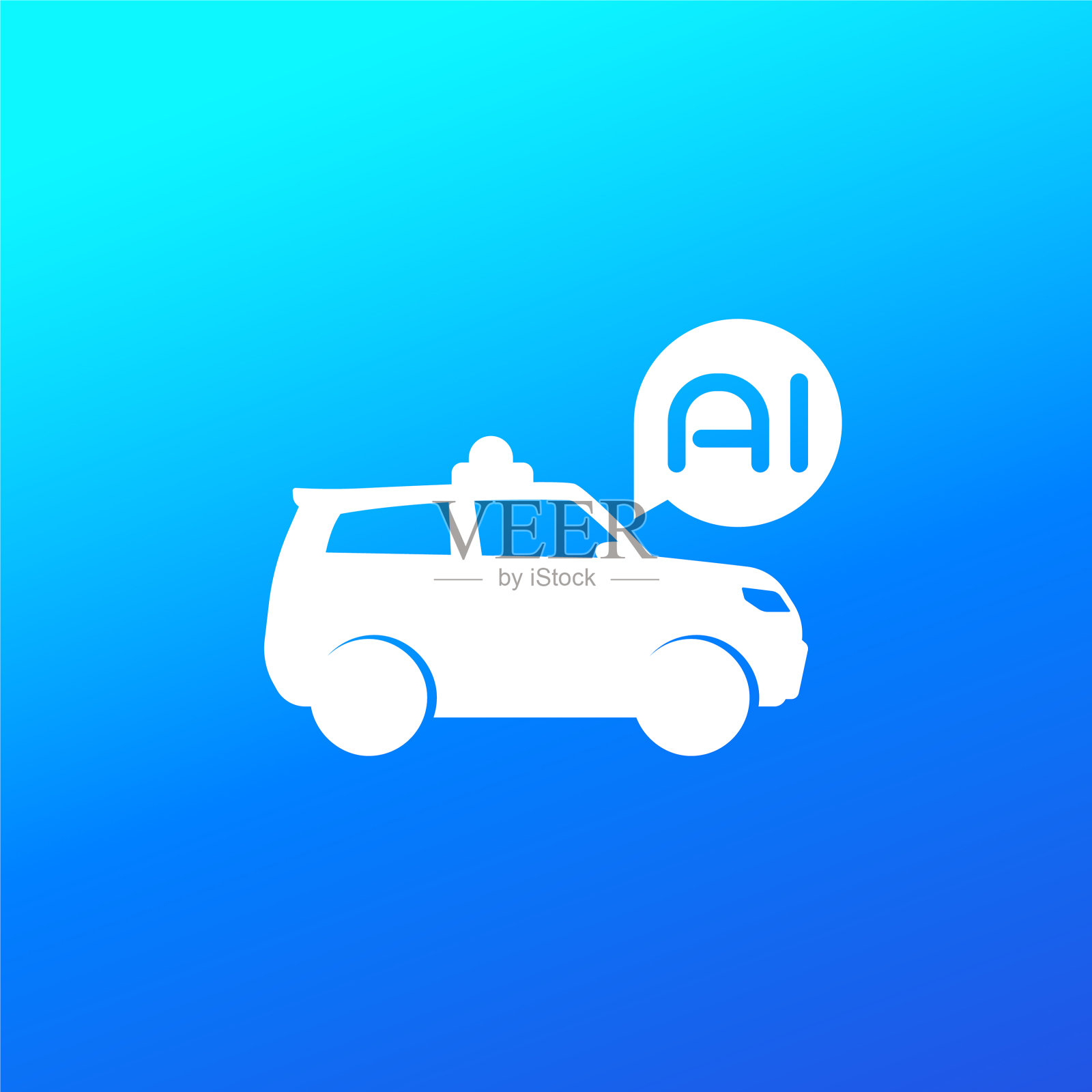 自动驾驶汽车suv与ai图标插画图片素材