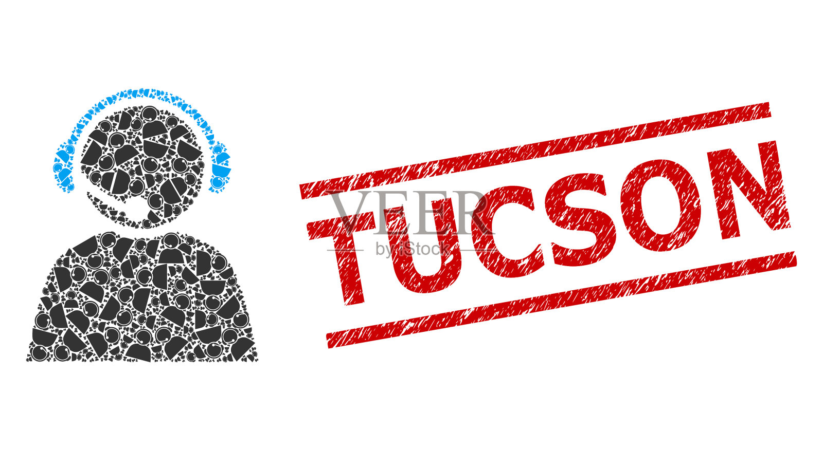 呼叫中心操作员递归拼贴呼叫插画图片素材