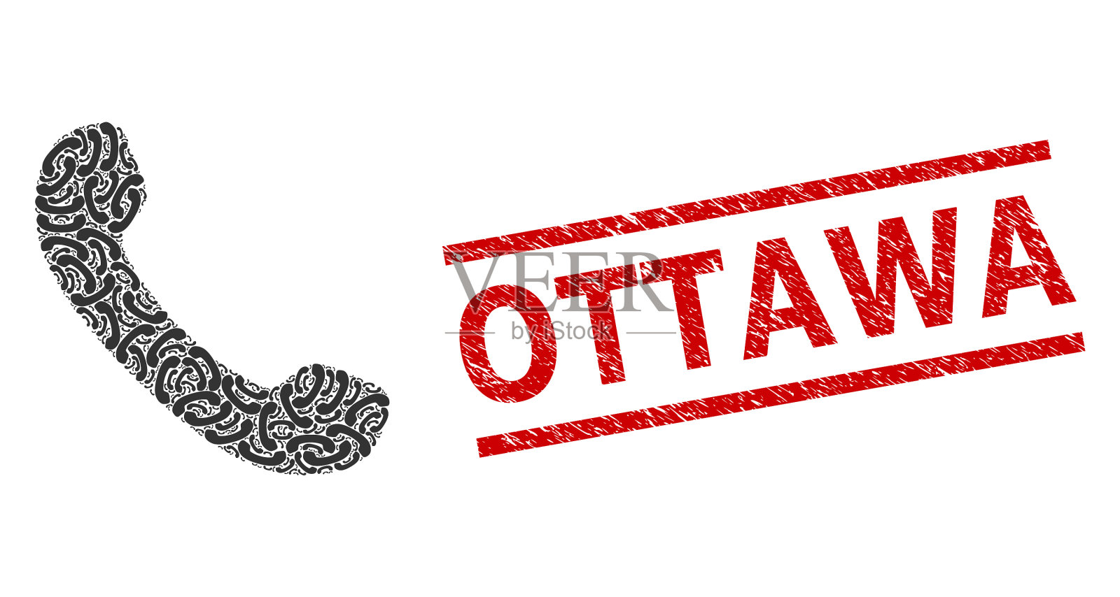 电话接收器递归拼贴电话接收器插画图片素材