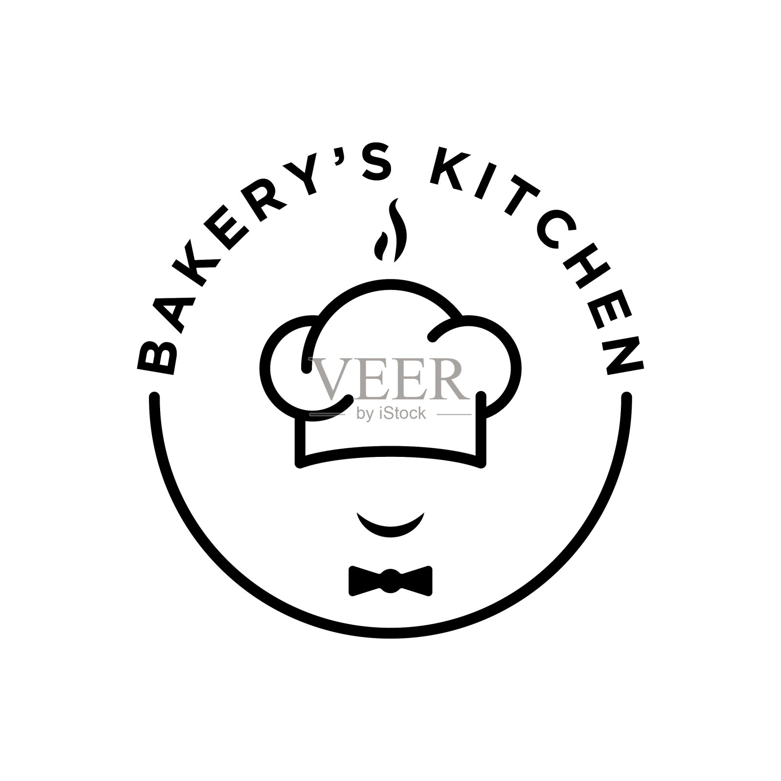 面包房标志简单轮廓面包房厨房标志插画图片素材